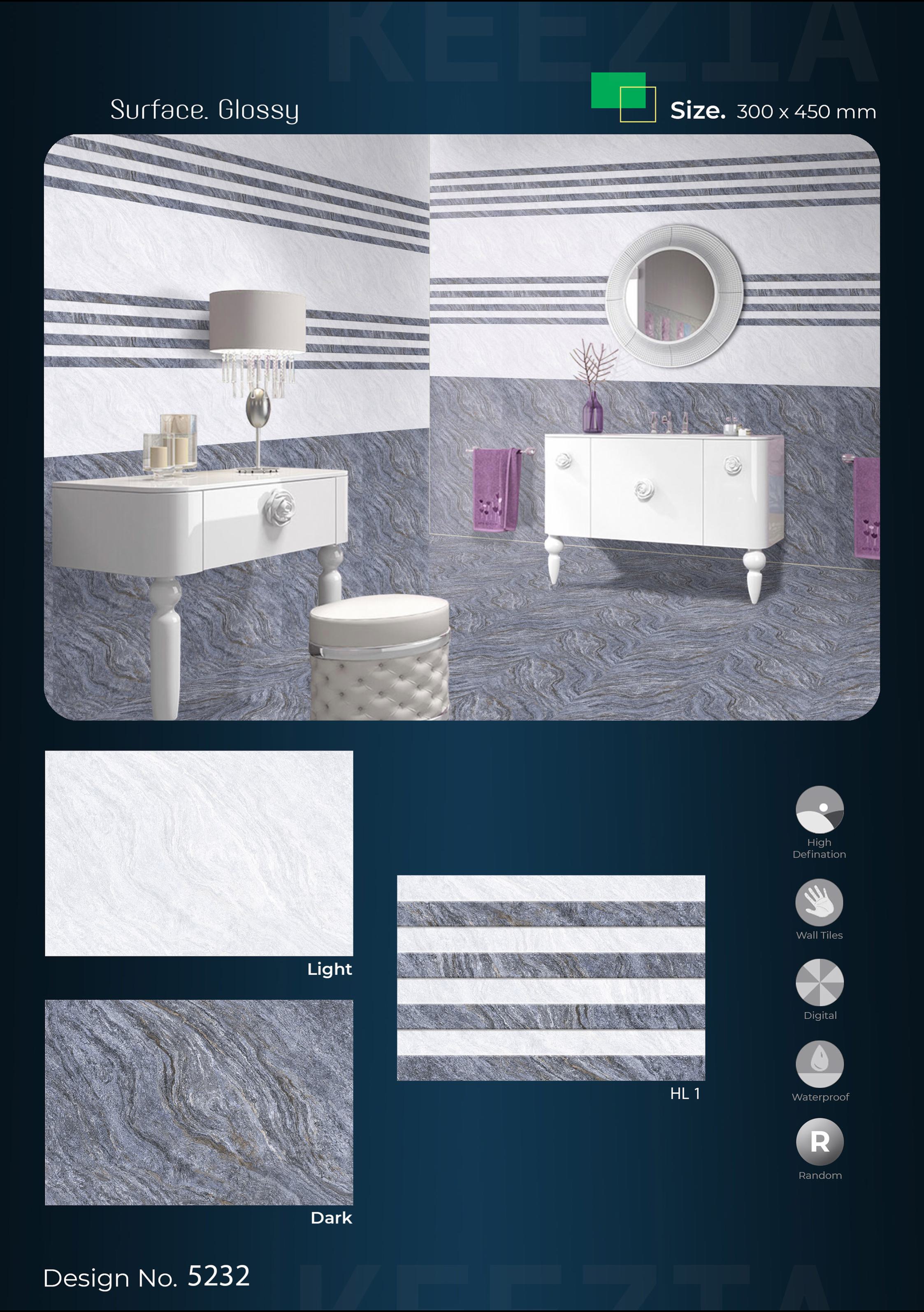 Glossy Series Digital-Kitchen Wall Tiles – 300x300mm & 300x450mm