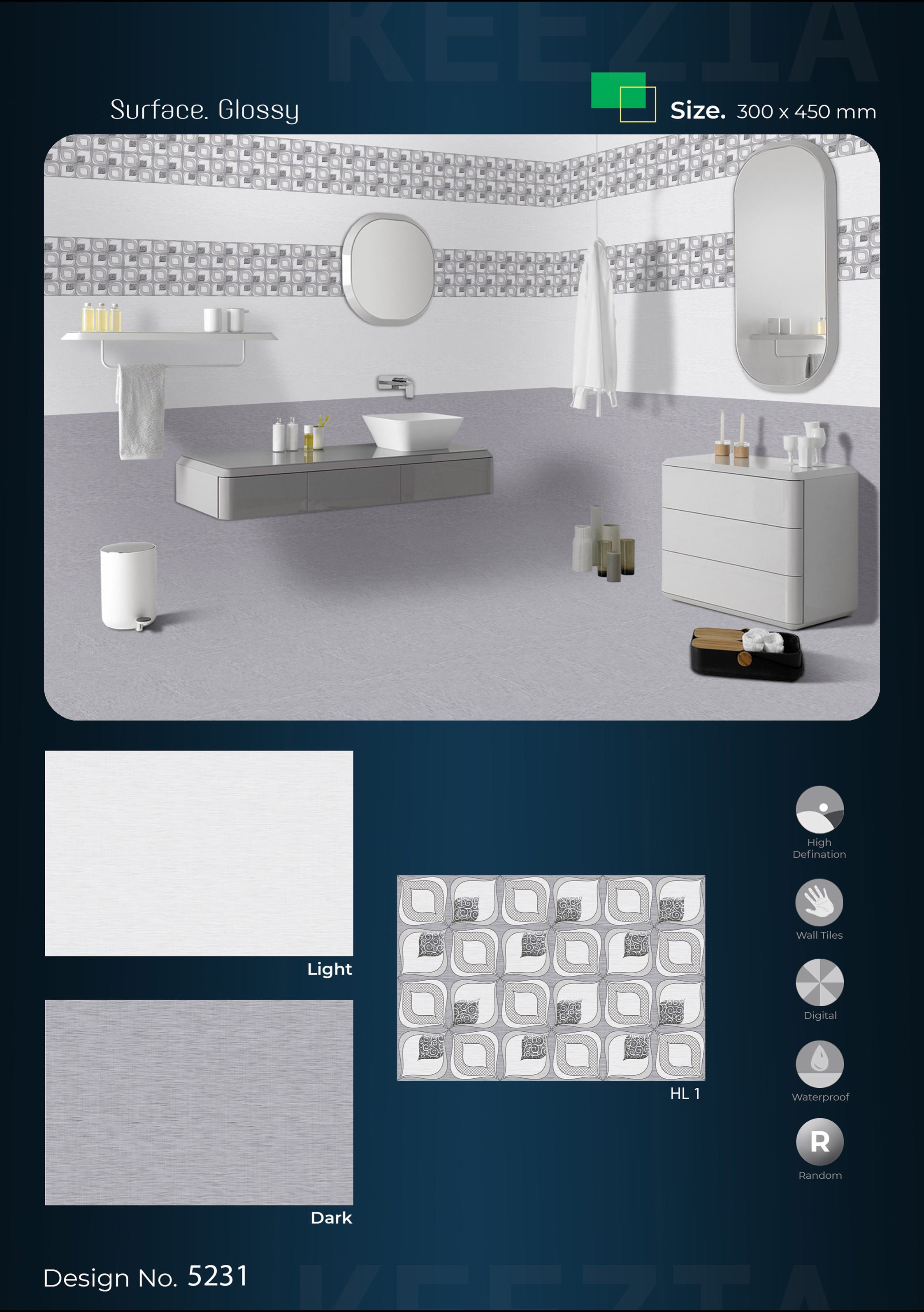 Glossy Series Digital-Kitchen Wall Tiles – 300x300mm & 300x450mm