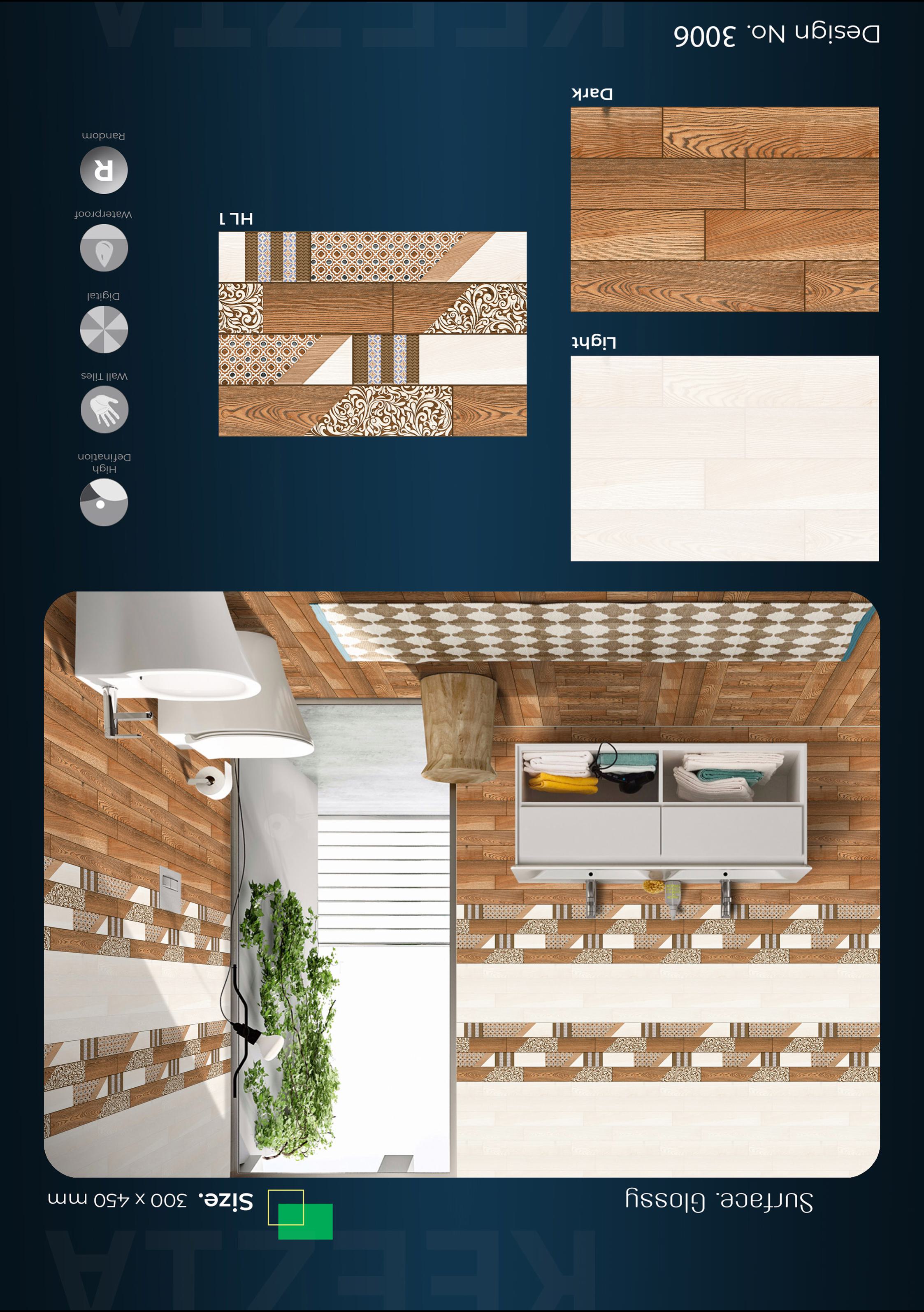 Luxury Glossy Wall Tiles – 300x450mm Digital Design