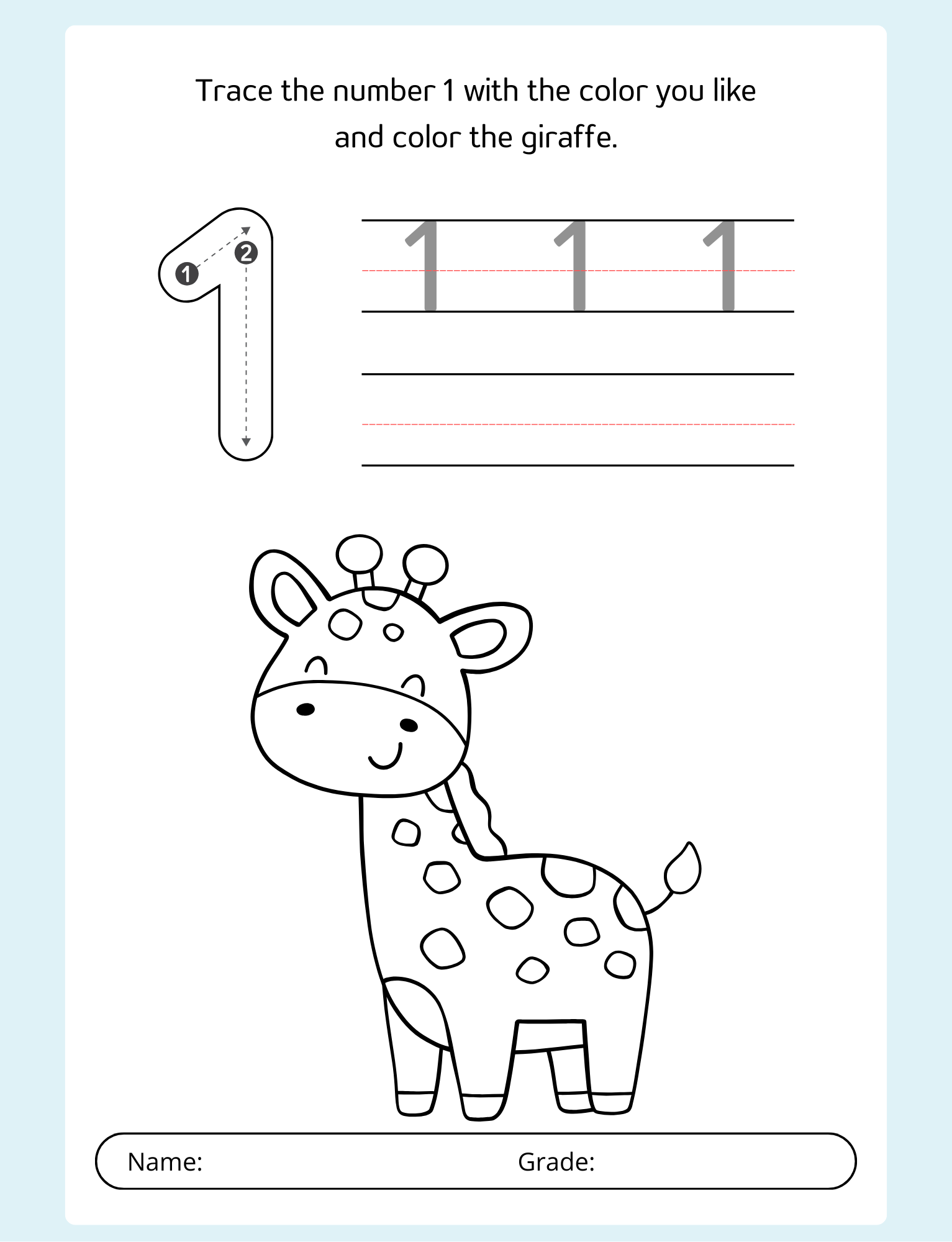 Number Tracing  | Coloring Worksheet