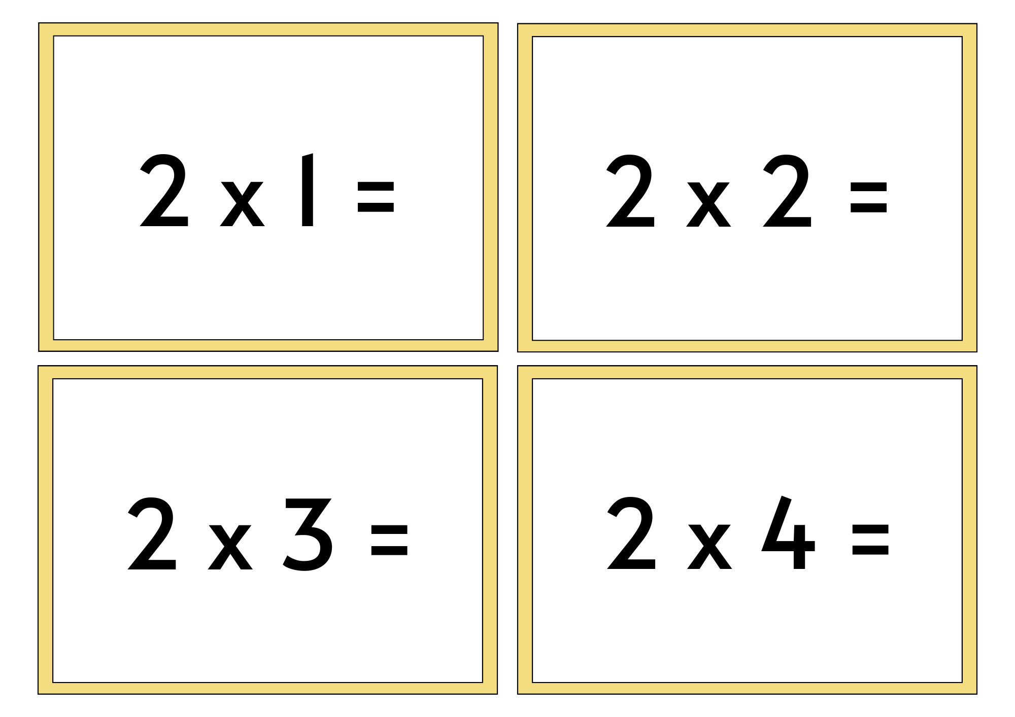 Multiplication Flash Cards 2X