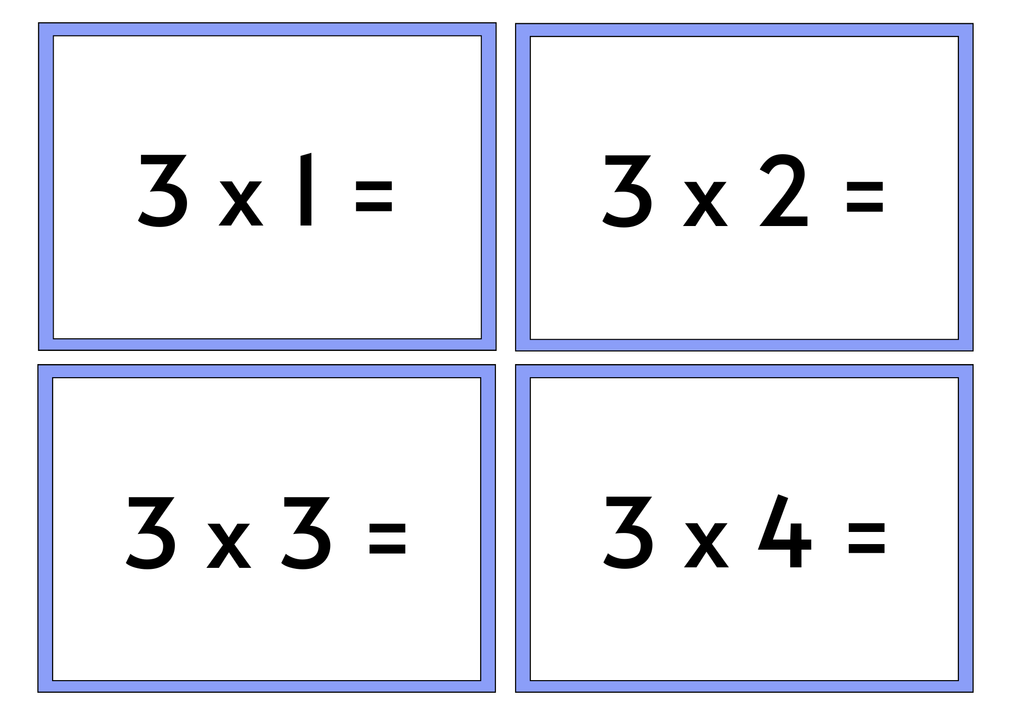 Multiplication Flash Cards 3X