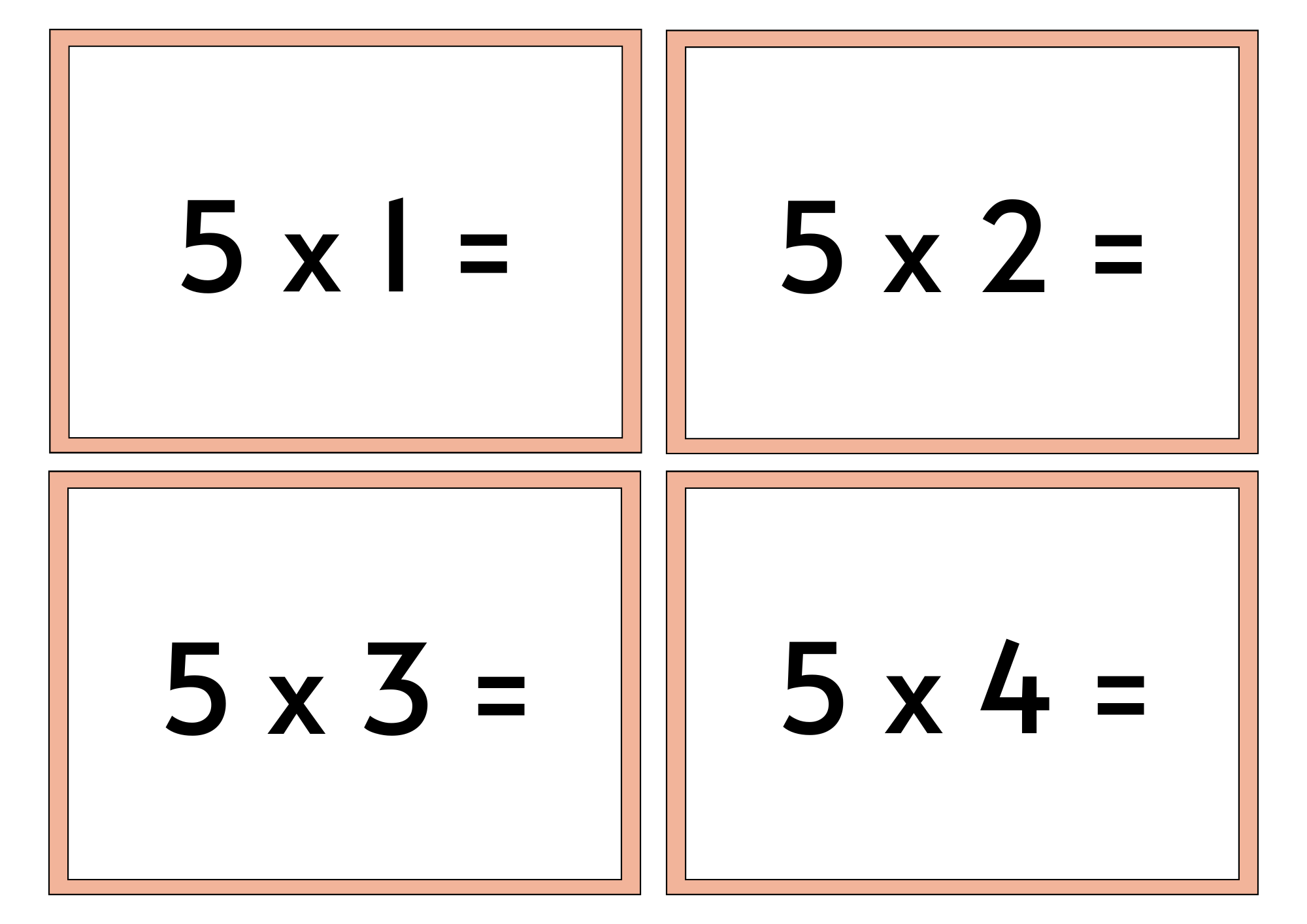 Multiplication Flash Cards 5X