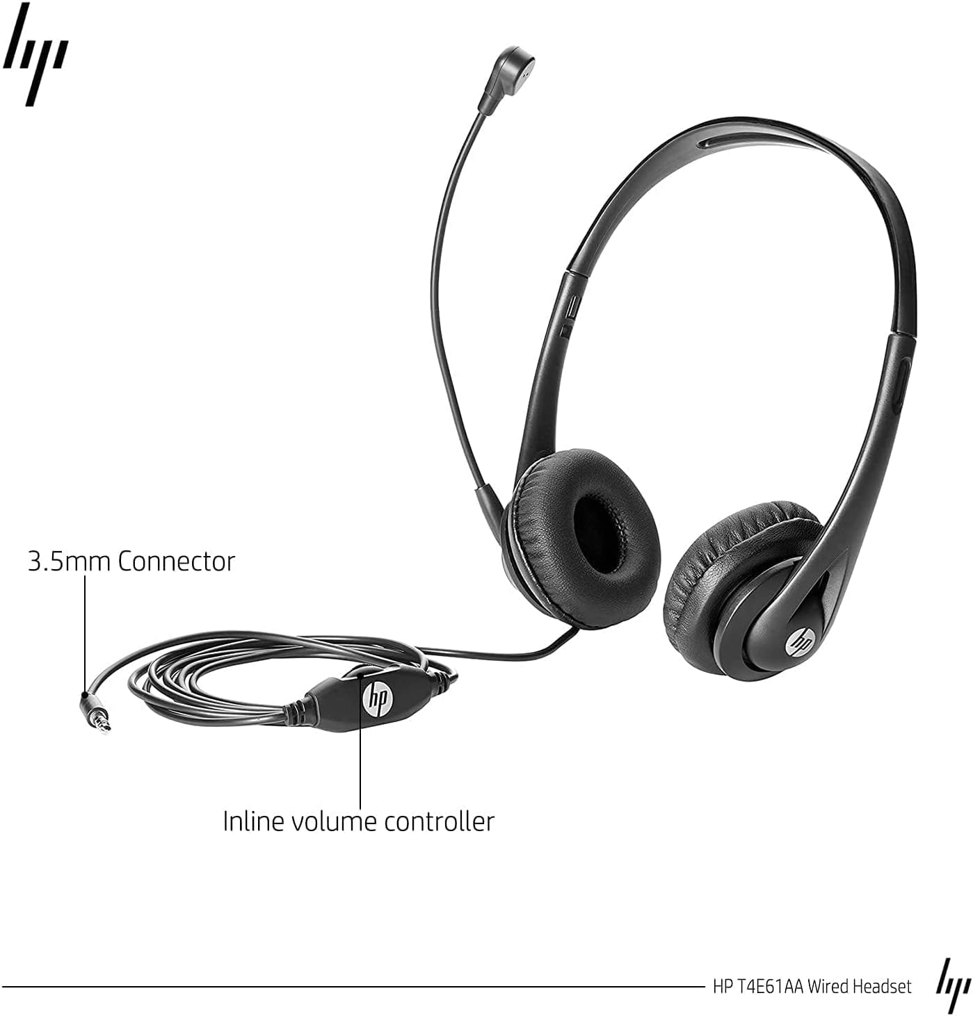 HP Auriculares empresariales con Cable estéreo 3,5 mm, Auriculares de Servicio al Cliente con micrófono para computadora portátil/Escritorio/PC/Mac
