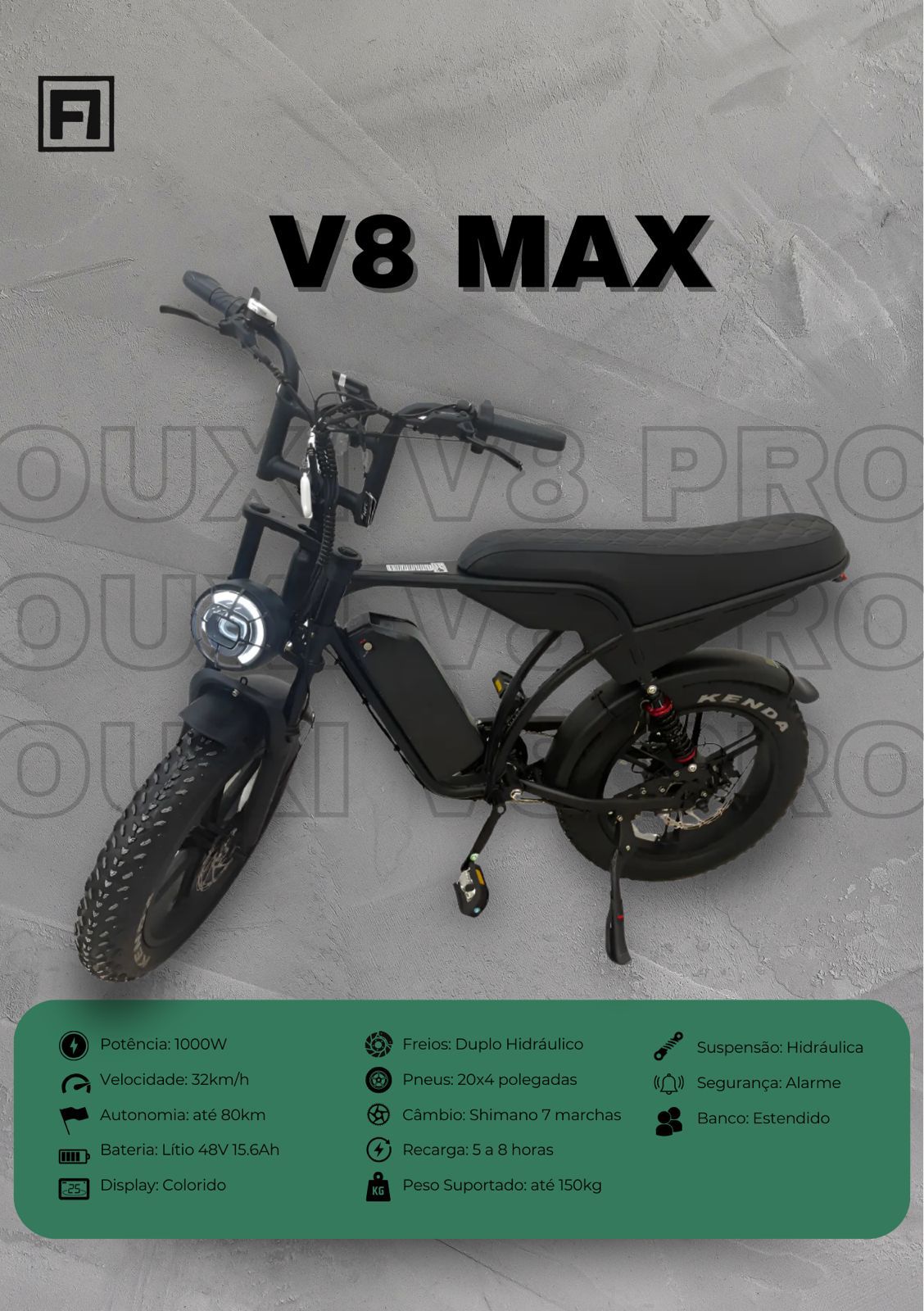 V8 Max Bicicleta Elétrica