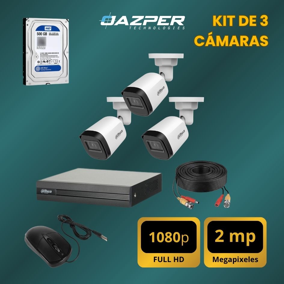 Kit de 3 cámaras de seguridad