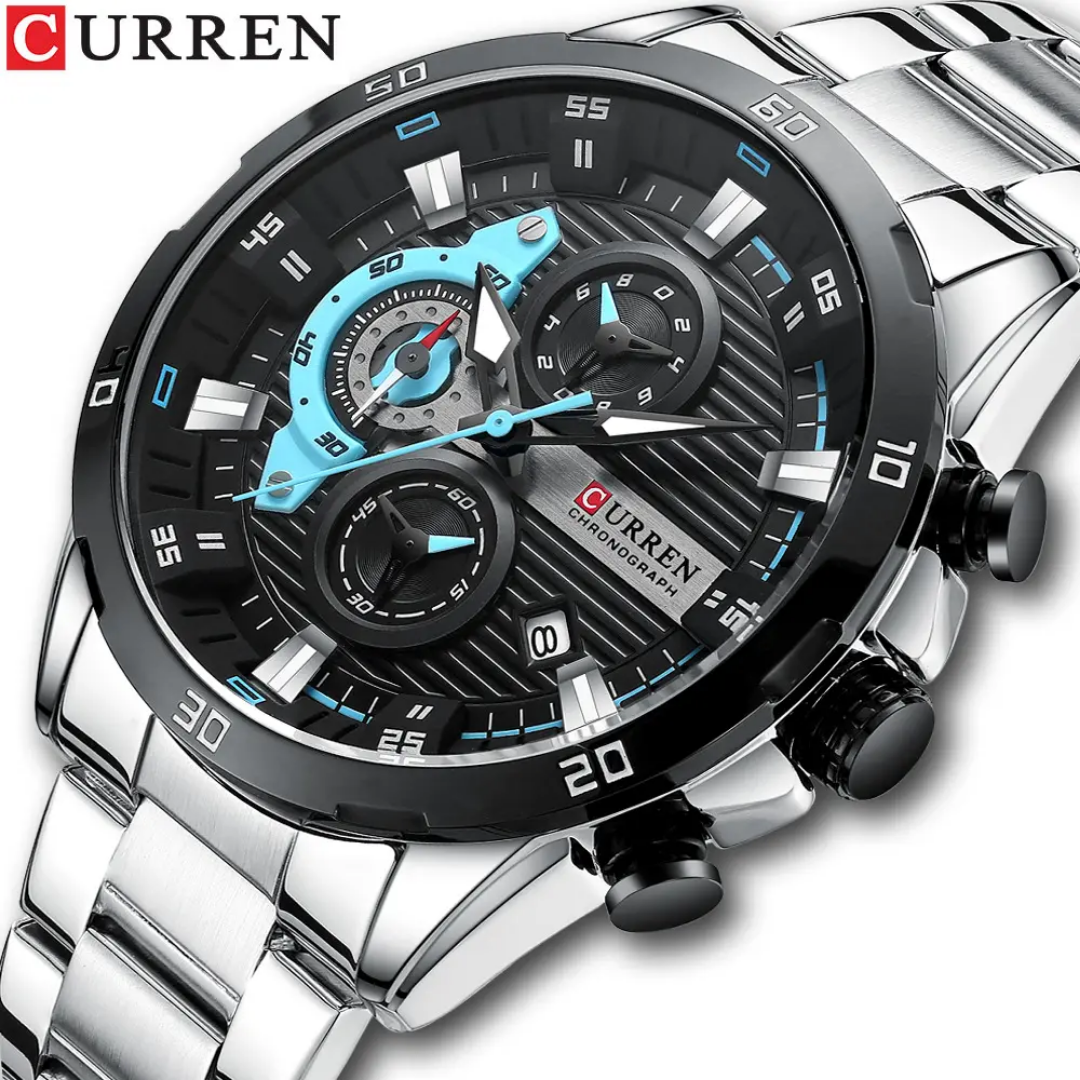 Reloj Curren 8402 acero inoxidable 45mm + caja y bolso Curren