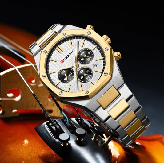 Reloj Curren 8440 acero inoxidable 43mm + caja y bolso Curren