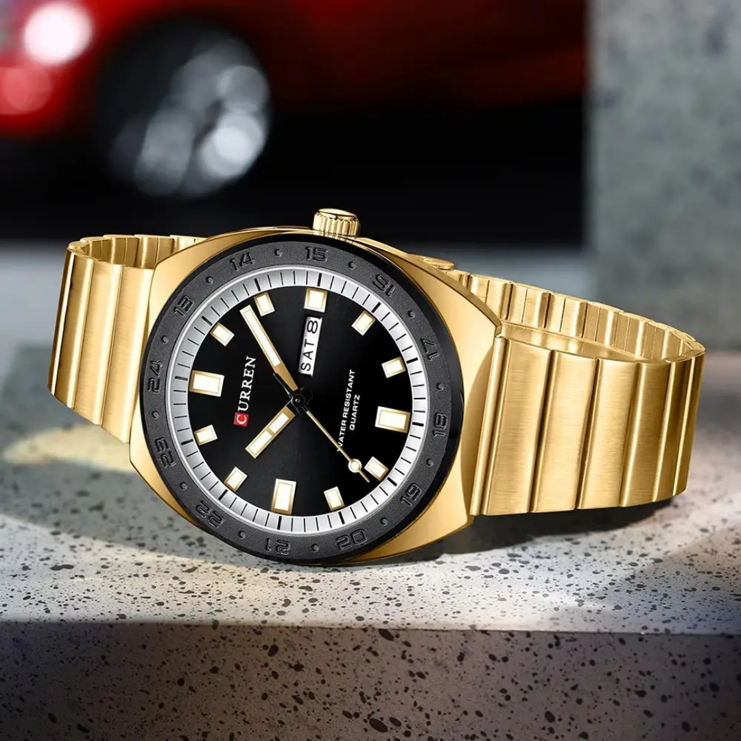 Reloj de pulsera Curren 8473 dorado caja + bolso Curren 