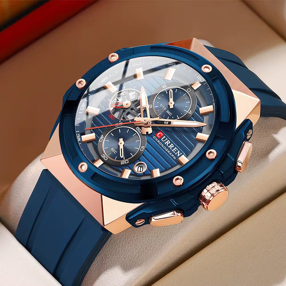 Reloj Curren 8462 de lujo caja + bolso Curren 