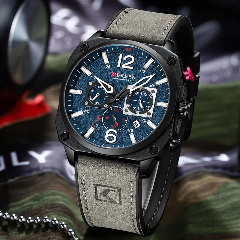  Reloj Curren 8398 de lujo + caja y bolso Curren