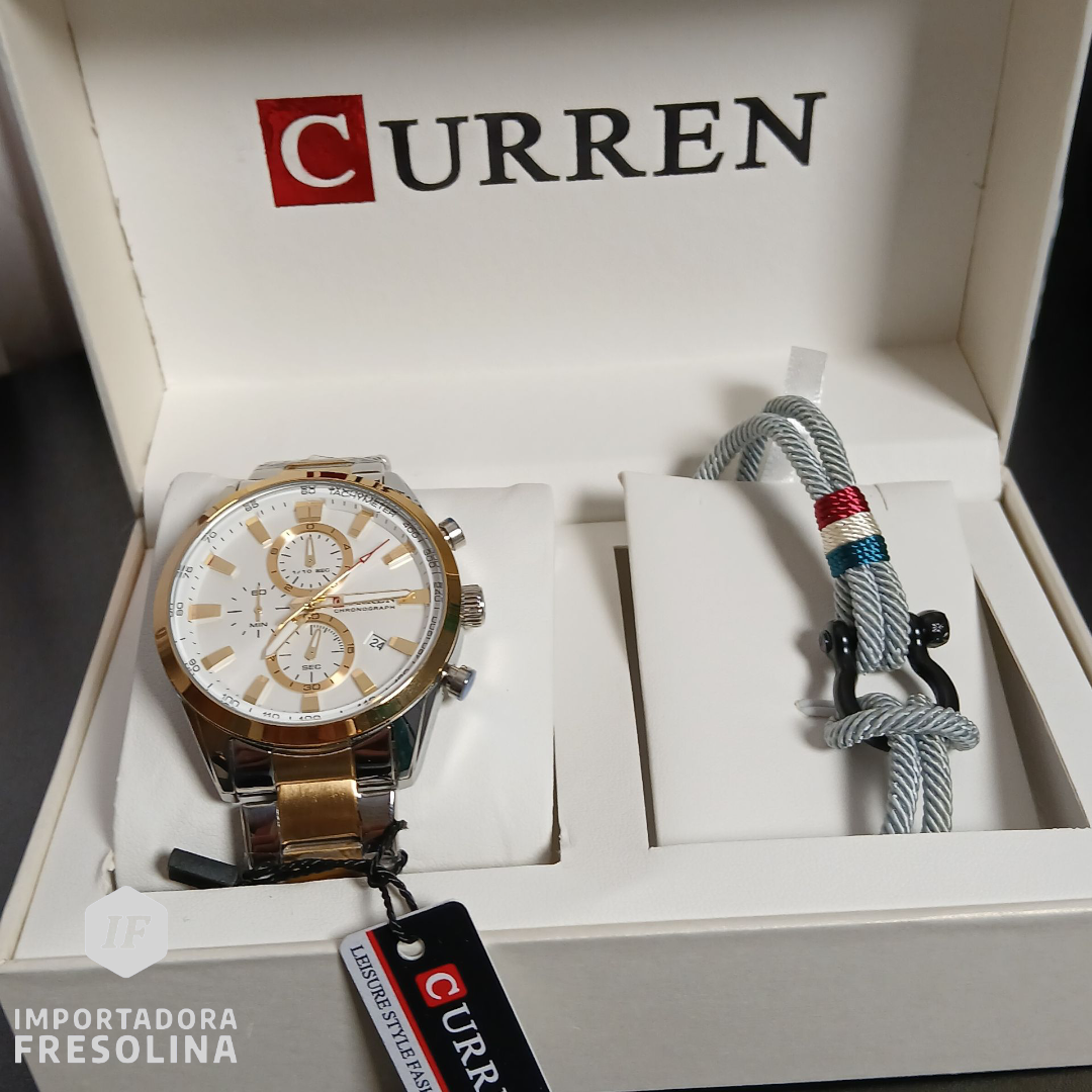 Reloj Curren 8445 con pulsera + caja y bolso Curren