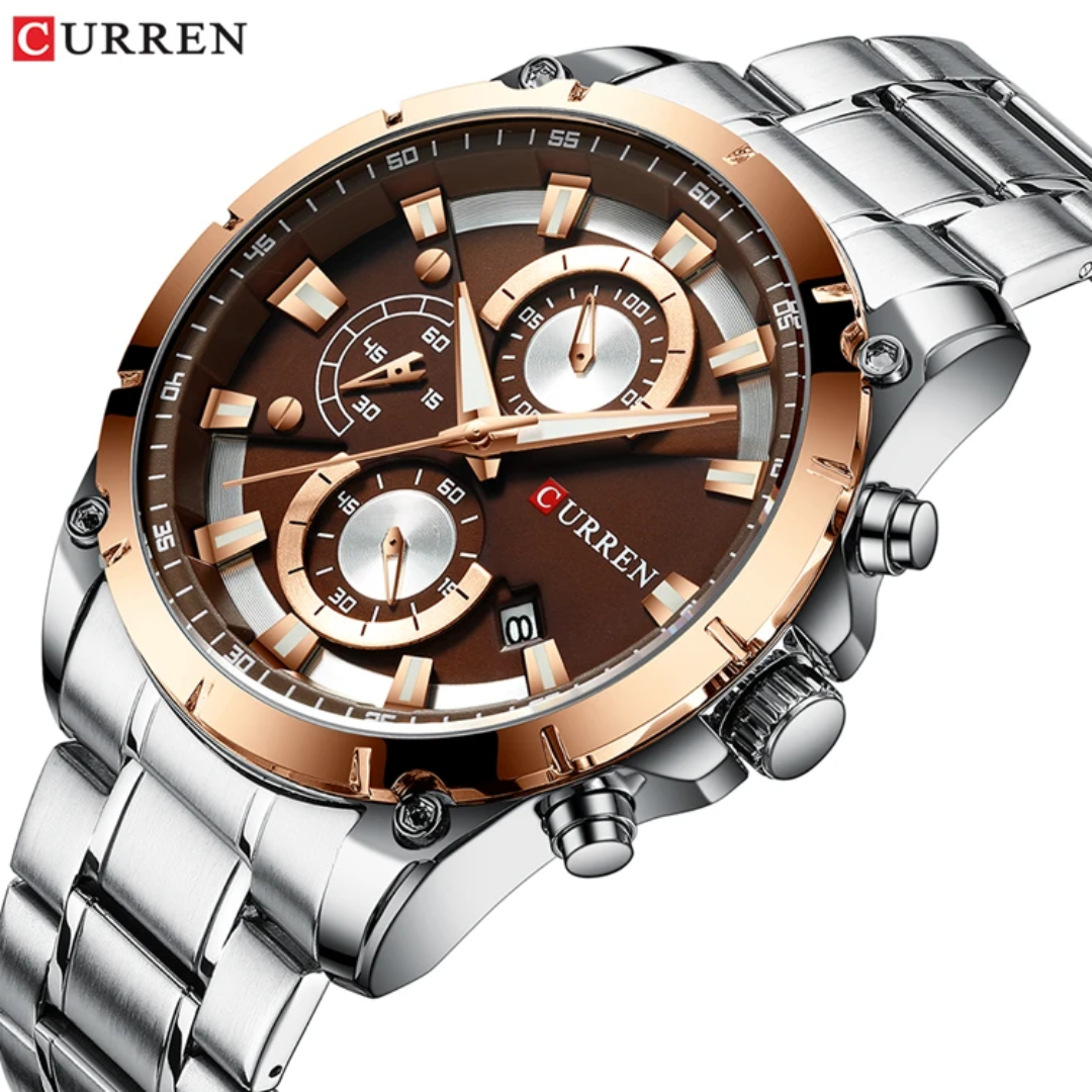 Reloj Curren de acero inoxidable incluye caja + bolso Curren 