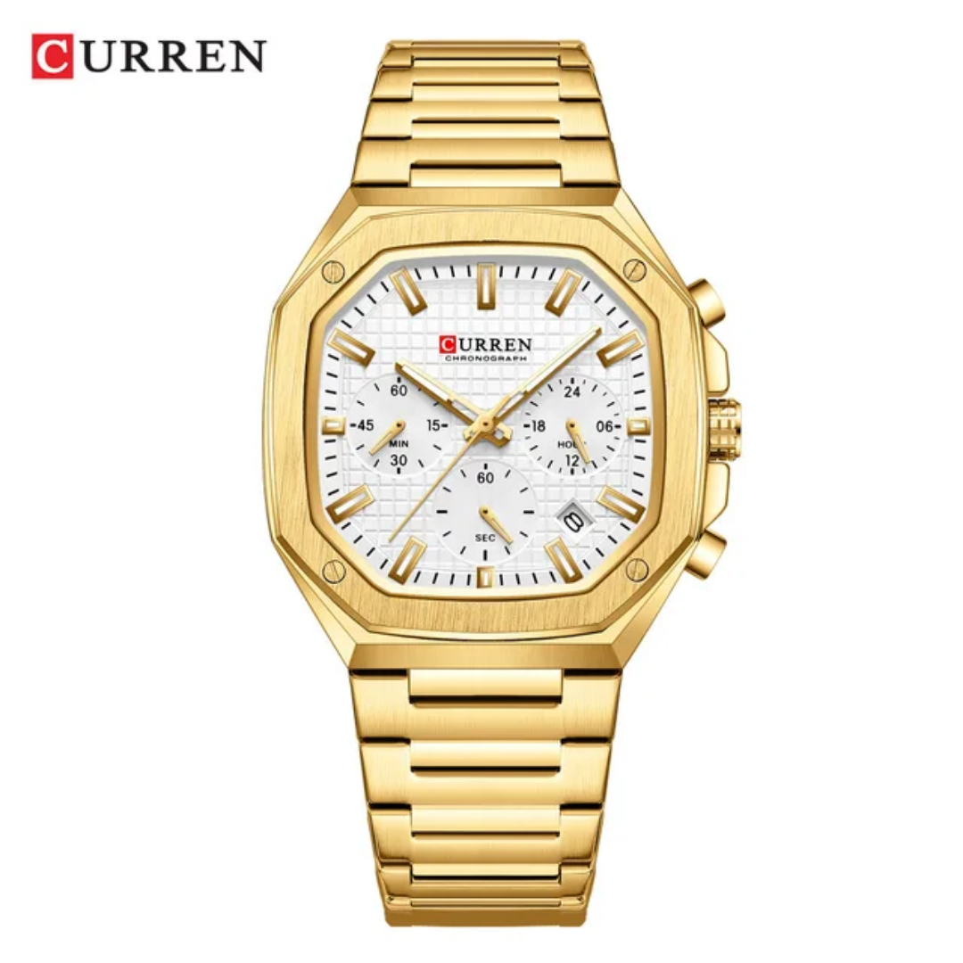 Reloj CURREN 8459 pulsera dorado + caja y bolso Curren