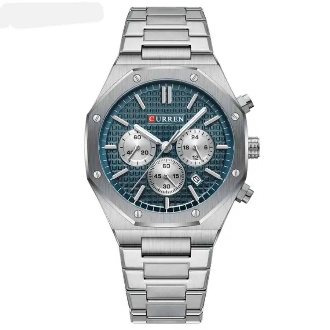 Reloj Curren 8440 acero inoxidable 43mm + caja y bolso Curren