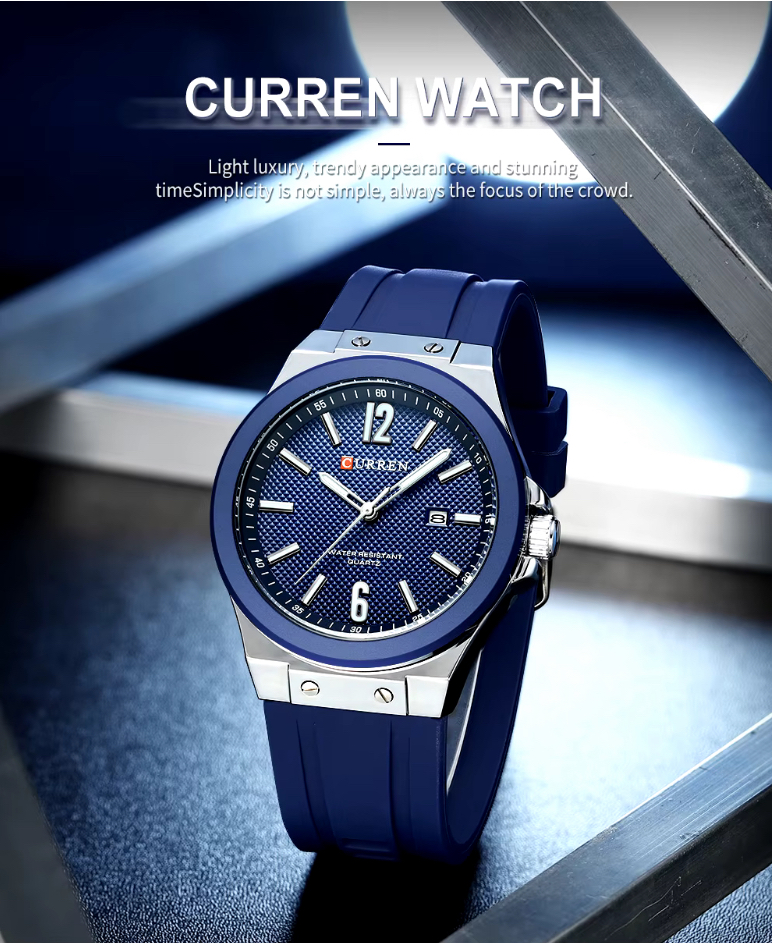 Reloj de pulsera azul Curren 8467 caja + bolso Curren 