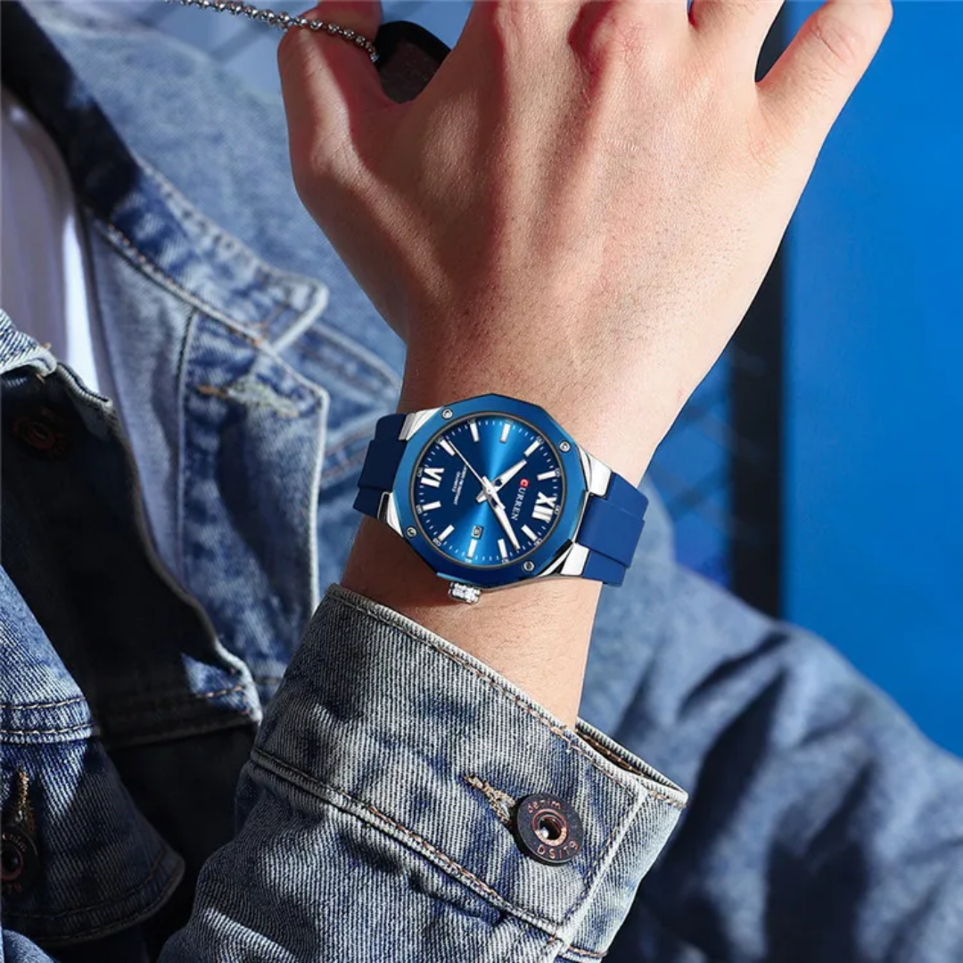 Reloj de pulsera de silicón Curren 8465-42mm + caja y bolso Curren
