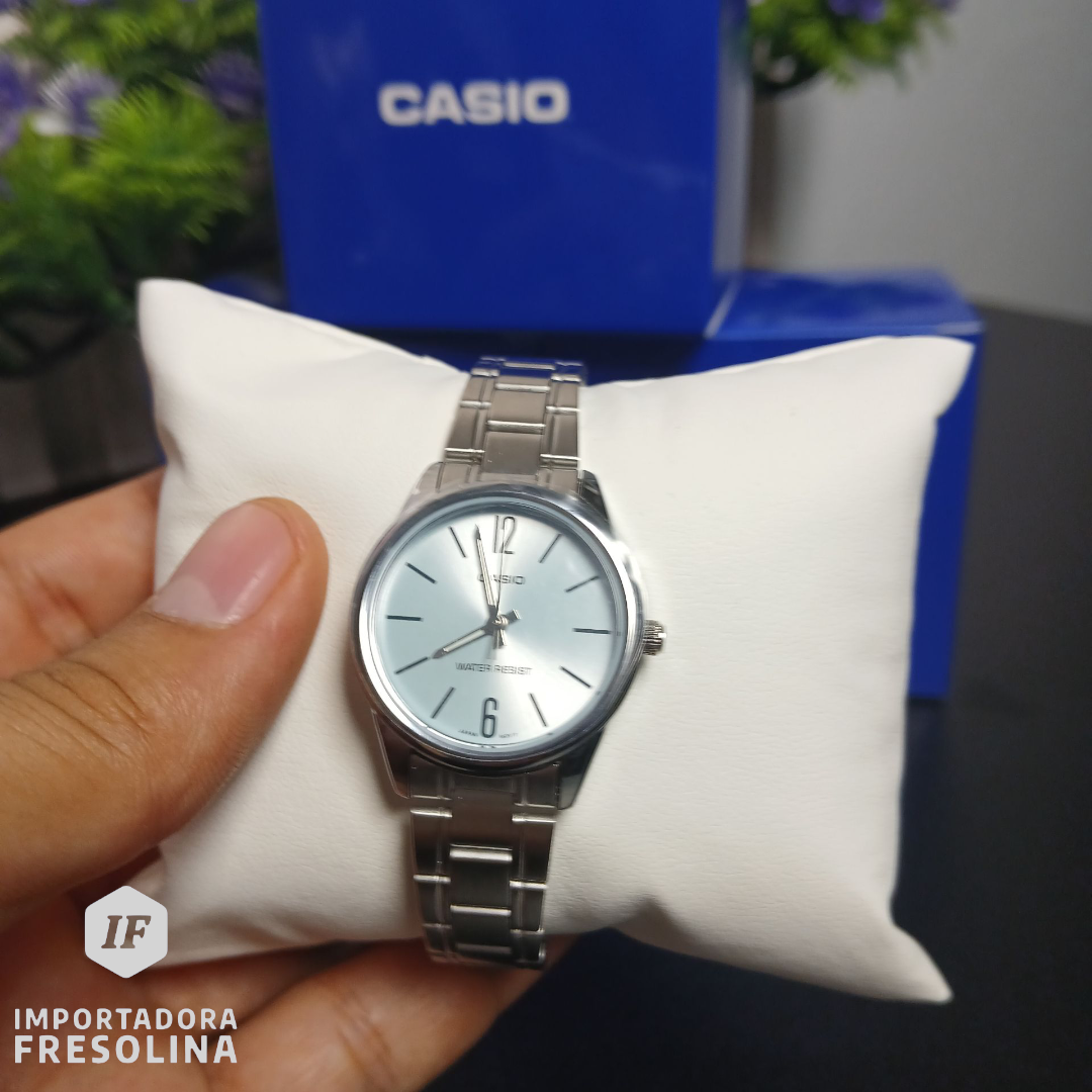  Reloj Casio LTP-V005D-2B para dama de acero inoxidable