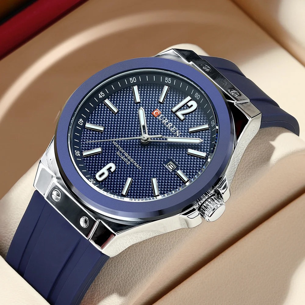 Reloj de pulsera azul Curren 8467 caja + bolso Curren 