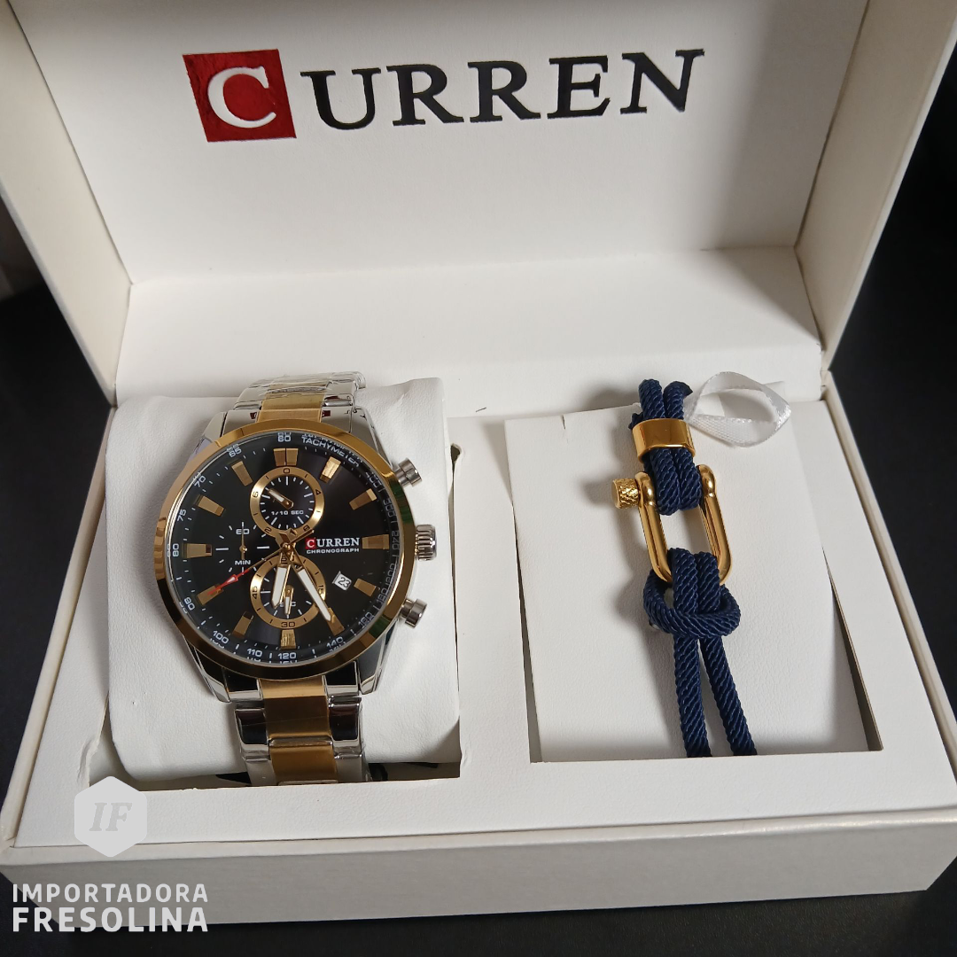 Reloj Curren 8445 con pulsera + caja y bolso Curren