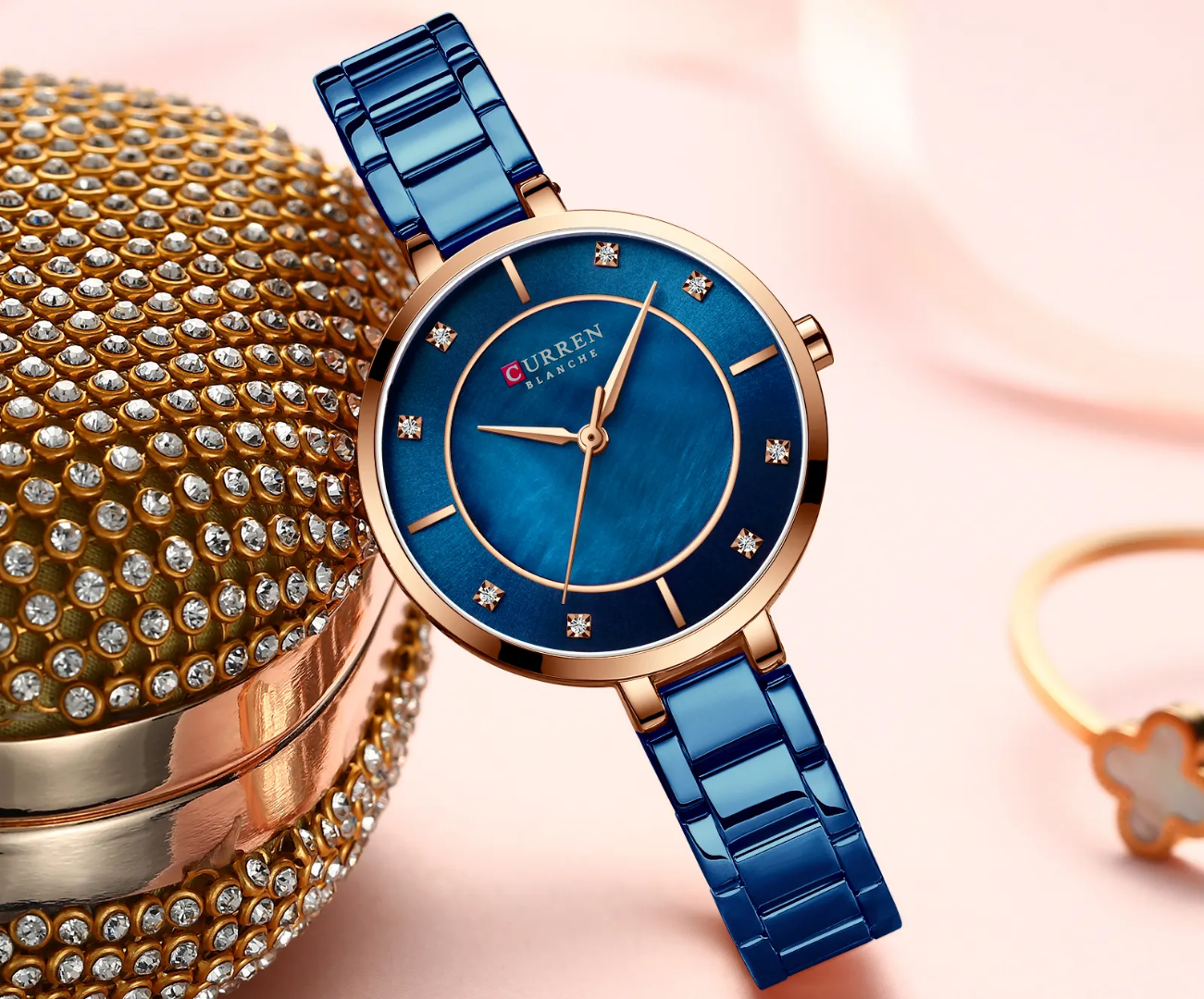 Reloj elegante Curren 9051L para mujer caja + bolso Curren 