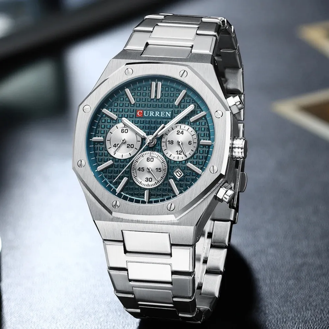 Reloj Curren 8440 acero inoxidable 43mm + caja y bolso Curren
