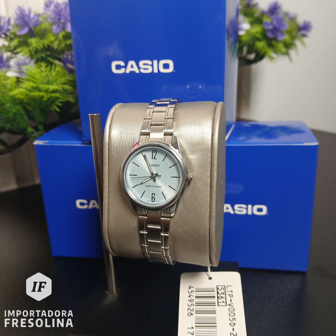  Reloj Casio LTP-V005D-2B para dama de acero inoxidable
