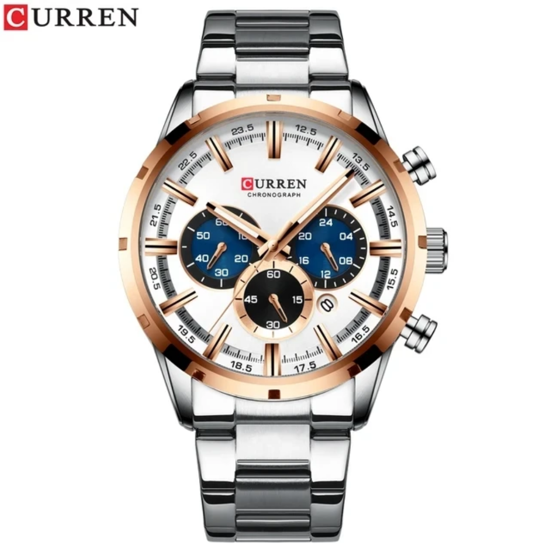 Reloj Curren 8355 acero inoxidable 45mm + caja y bolso Curren