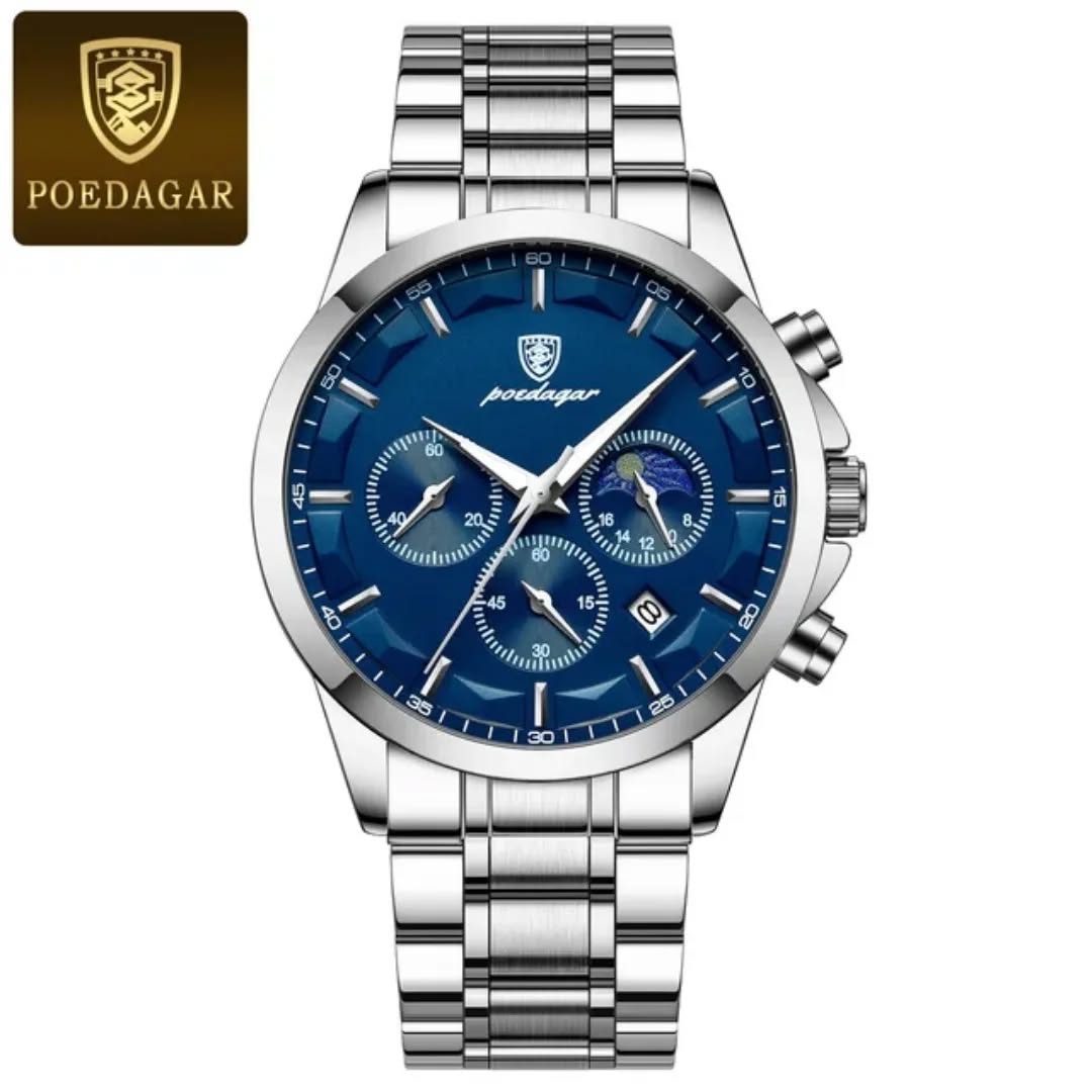  Reloj Poedegar 928 pulsera clásico de acero inoxidable