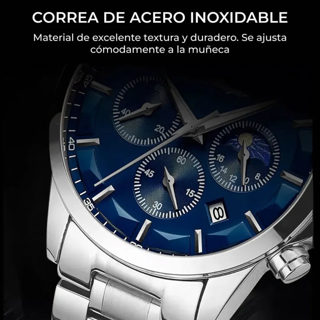  Reloj Poedegar 928 pulsera clásico de acero inoxidable