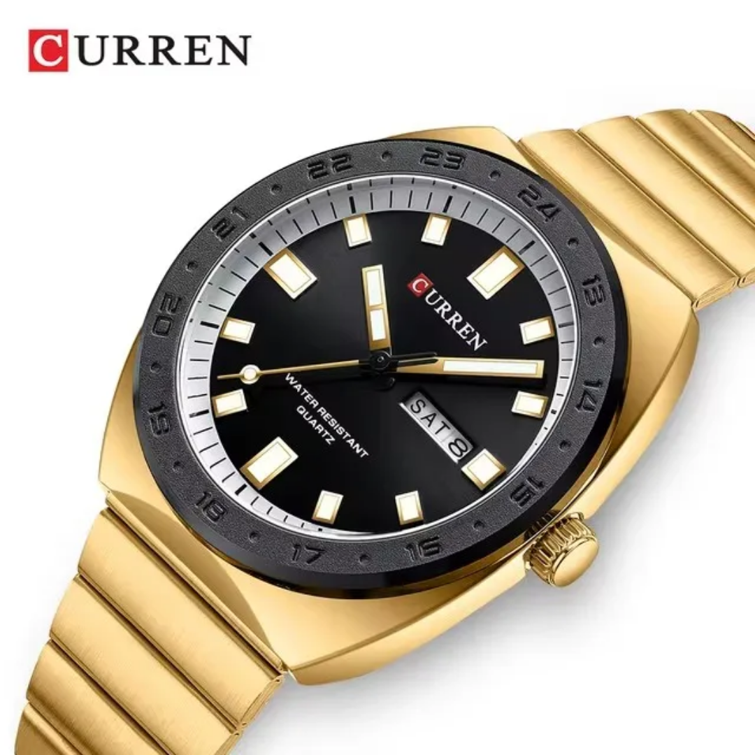 Reloj de pulsera Curren 8473 dorado caja + bolso Curren 