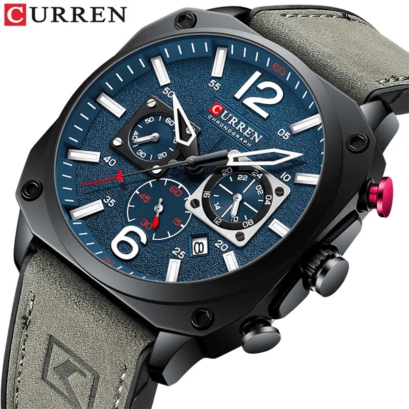  Reloj Curren 8398 de lujo + caja y bolso Curren