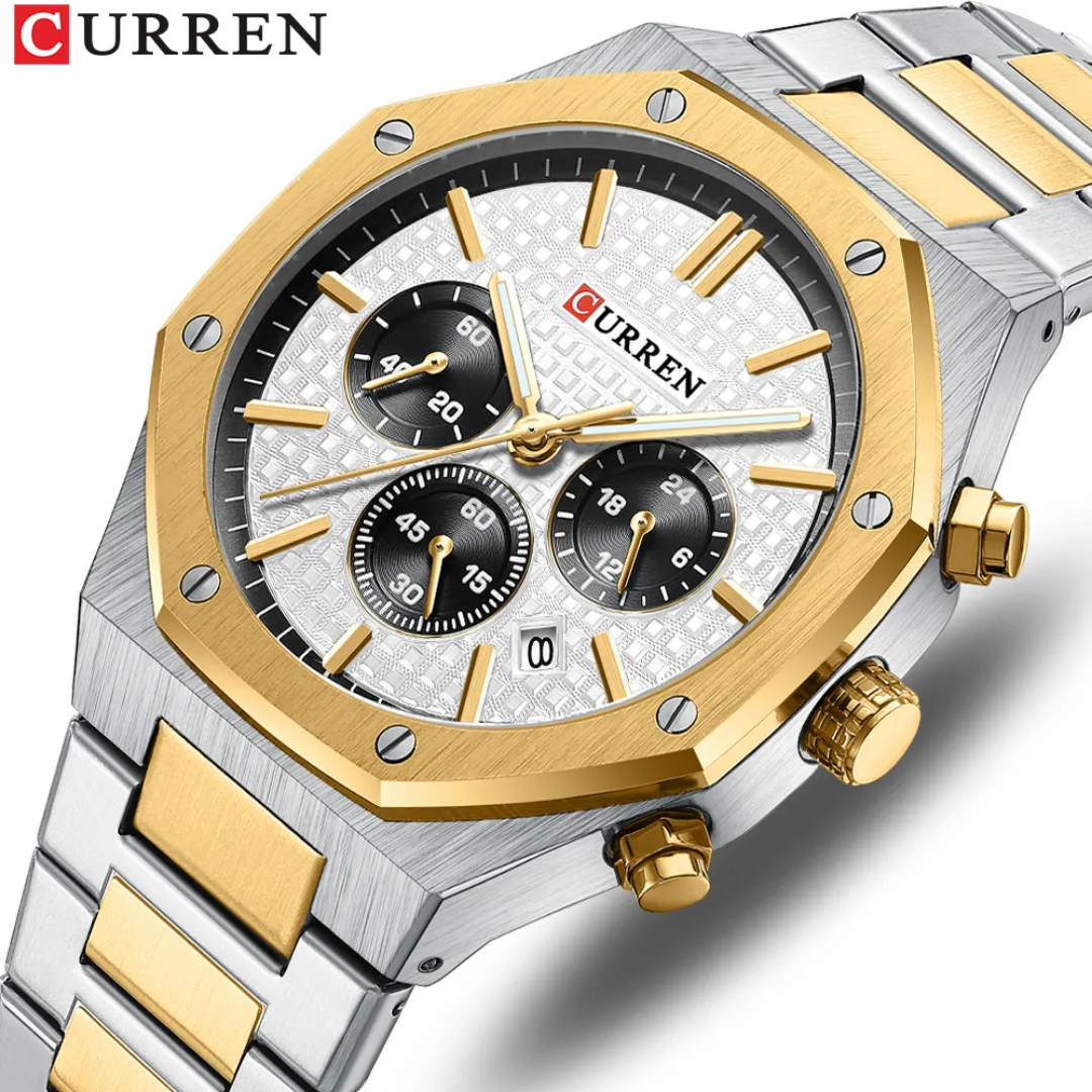 Reloj Curren 8440 acero inoxidable 43mm + caja y bolso Curren