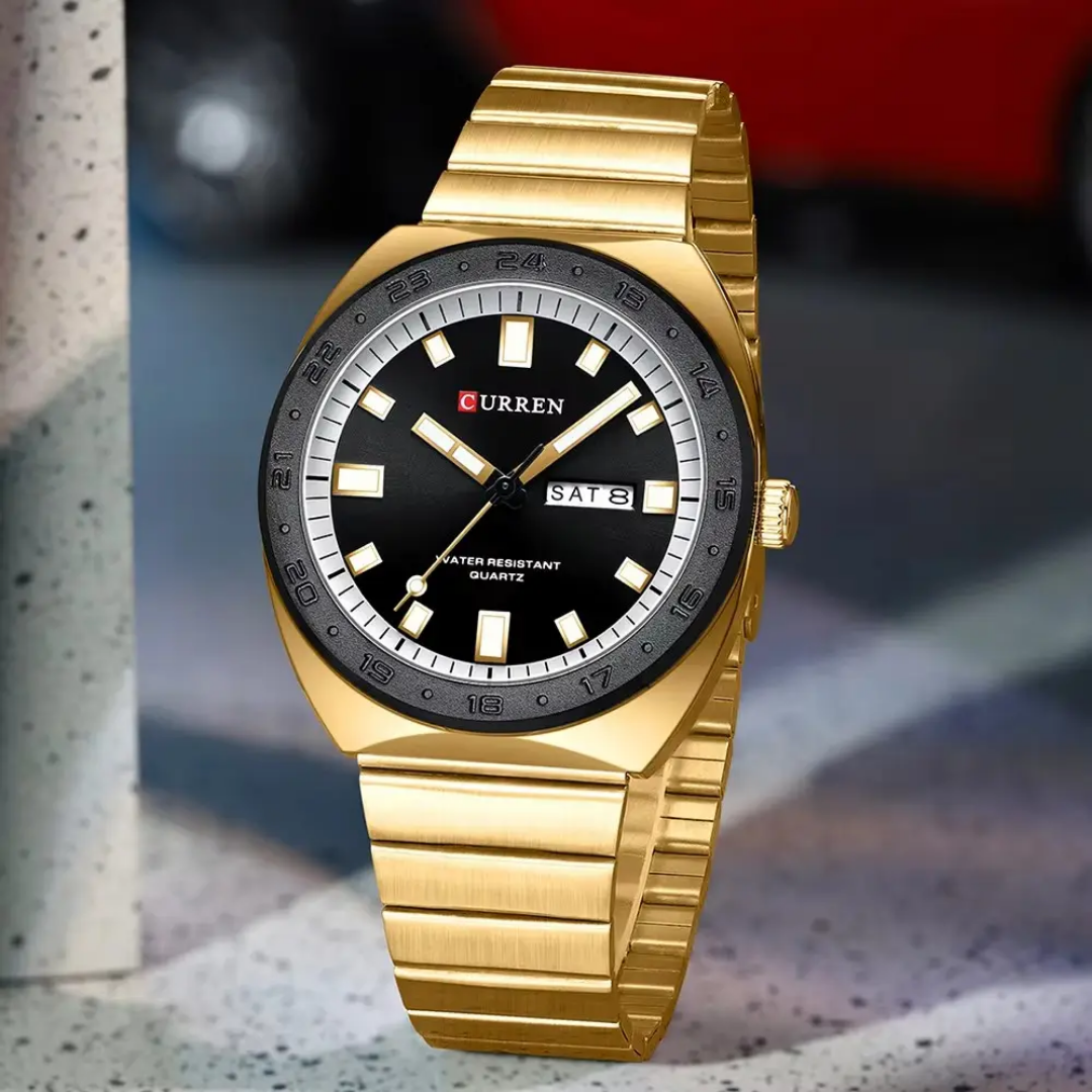 Reloj de pulsera Curren 8473 dorado caja + bolso Curren 