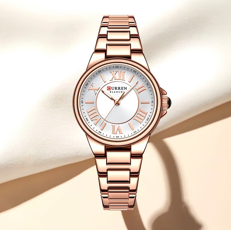  Reloj de pulsera dorado Curren 9091L para mujer 