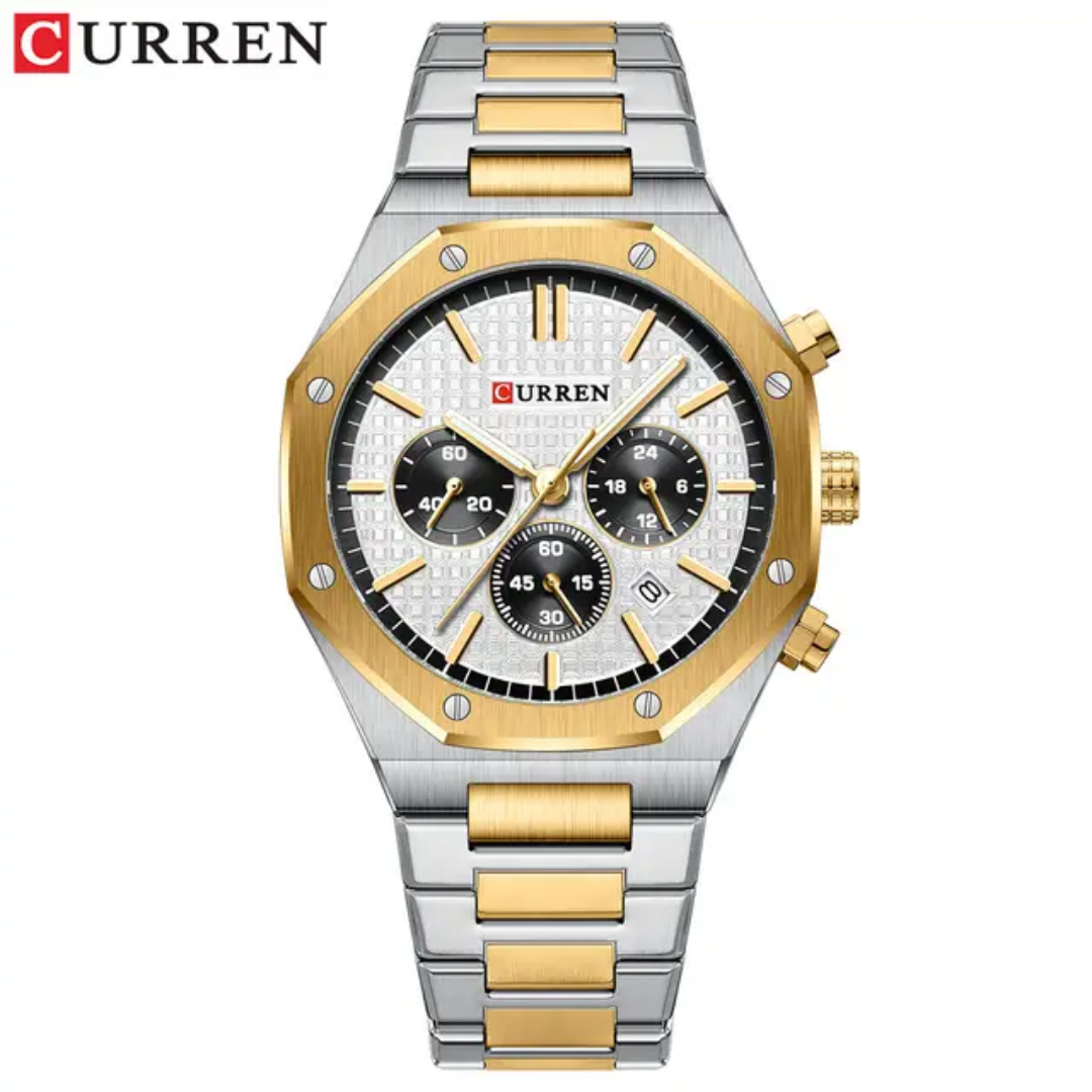 Reloj Curren 8440 acero inoxidable 43mm + caja y bolso Curren