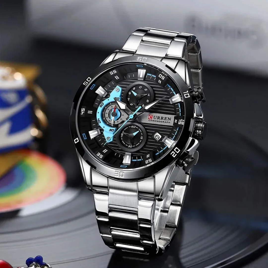 Reloj Curren 8402 acero inoxidable 45mm + caja y bolso Curren