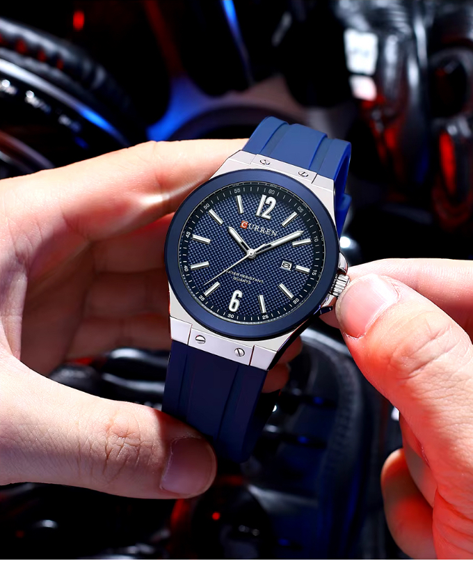 Reloj de pulsera azul Curren 8467 caja + bolso Curren 