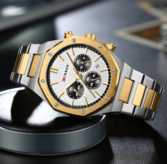 Reloj Curren 8440 acero inoxidable 43mm + caja y bolso Curren