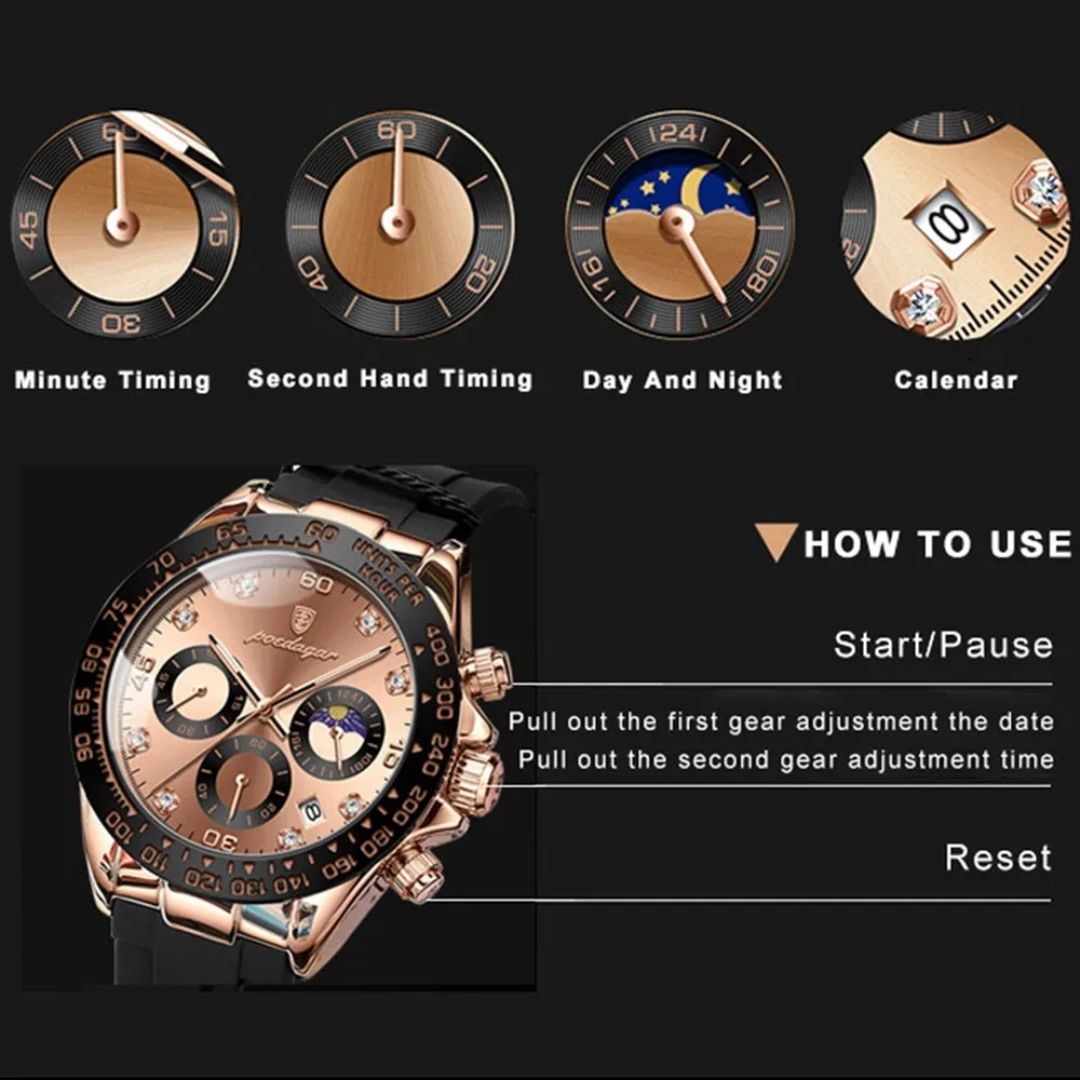 Reloj de pulsera deportivo de lujo poedagar P629