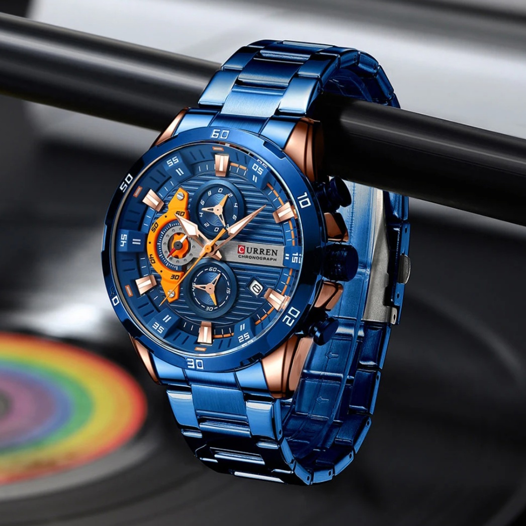 Reloj Curren 8402 acero inoxidable 45mm + caja y bolso Curren