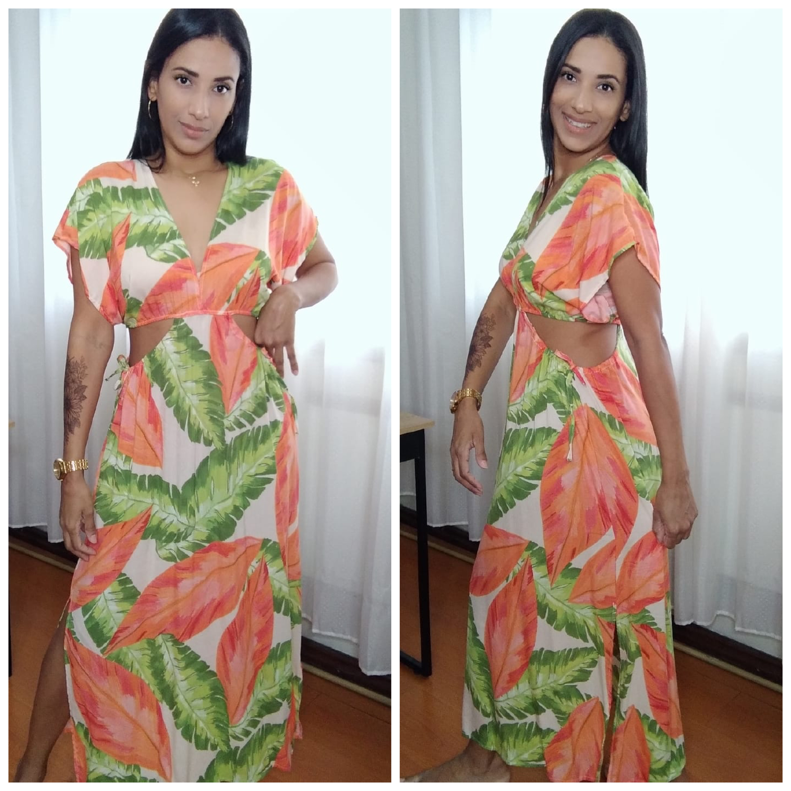 Molde Vestido Longo vazado na cintura, Gradação 36 ao 48