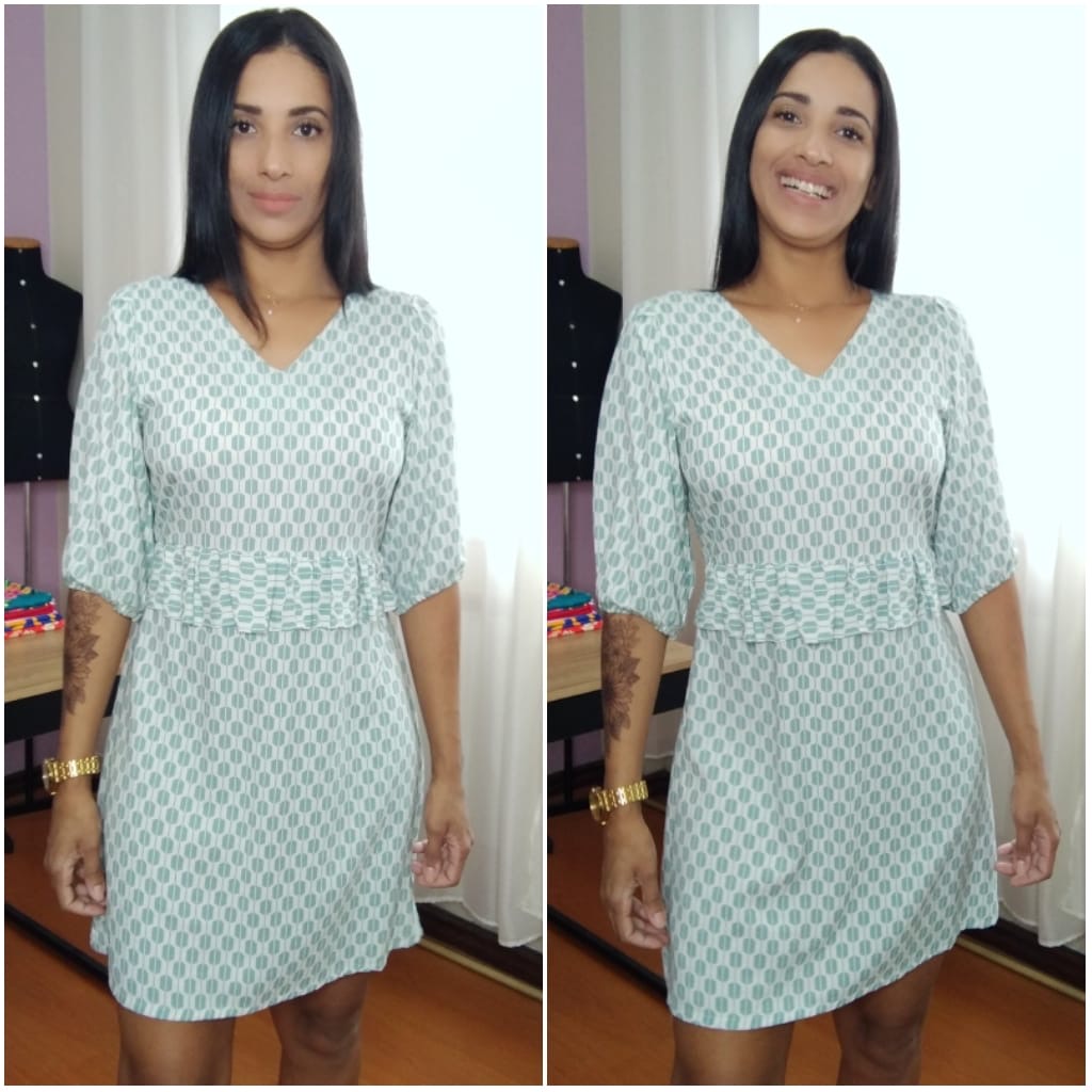 Molde Vestido com babado na cintura, gradação 36 ao 48