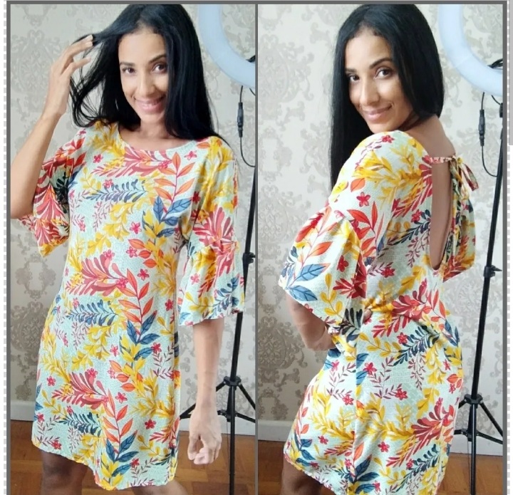 Molde Vestido bata com decote costas, gradação 36 ao 48