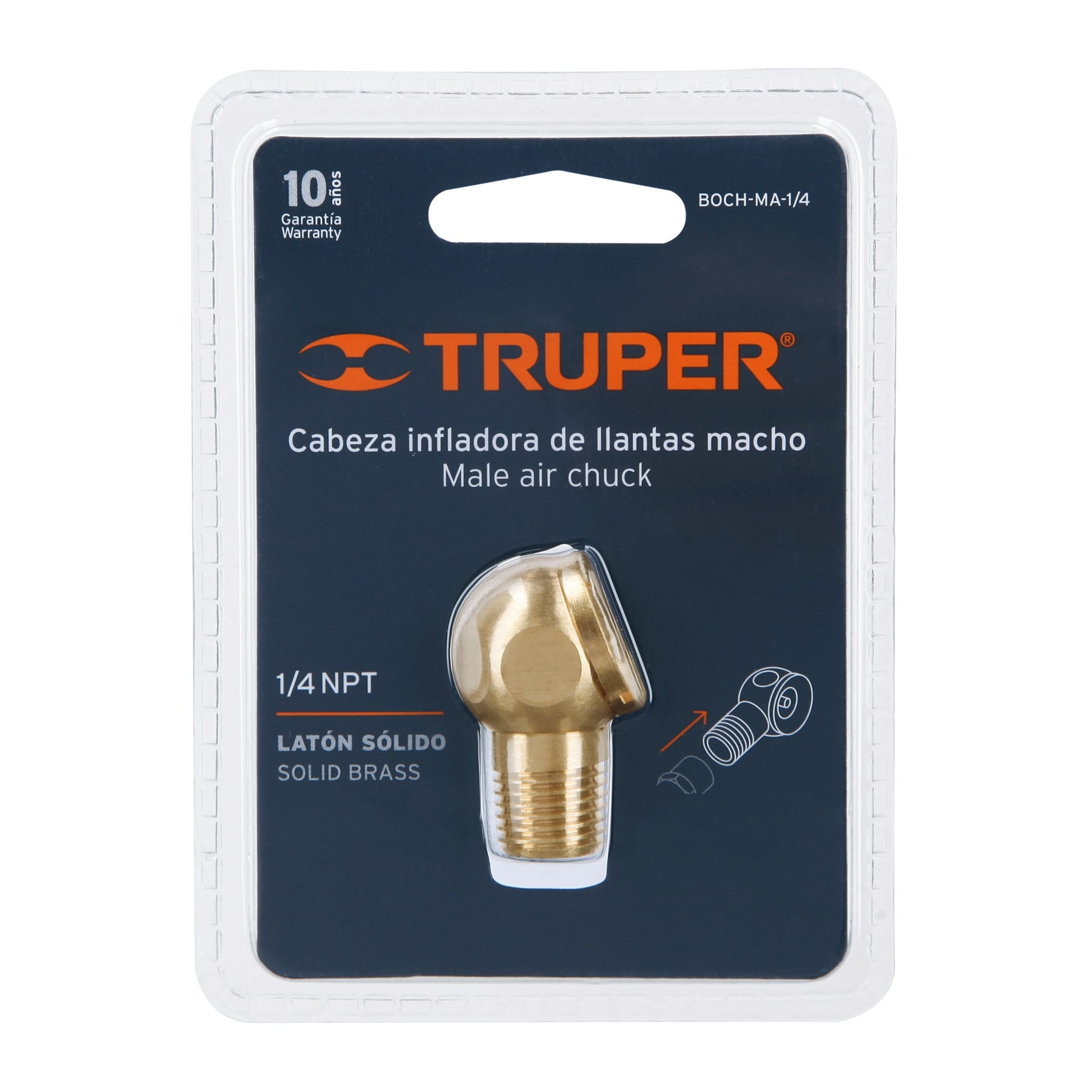 CABEZA INFLADORA DE LLANTAS MACHO 1/4" NPT TRUPER