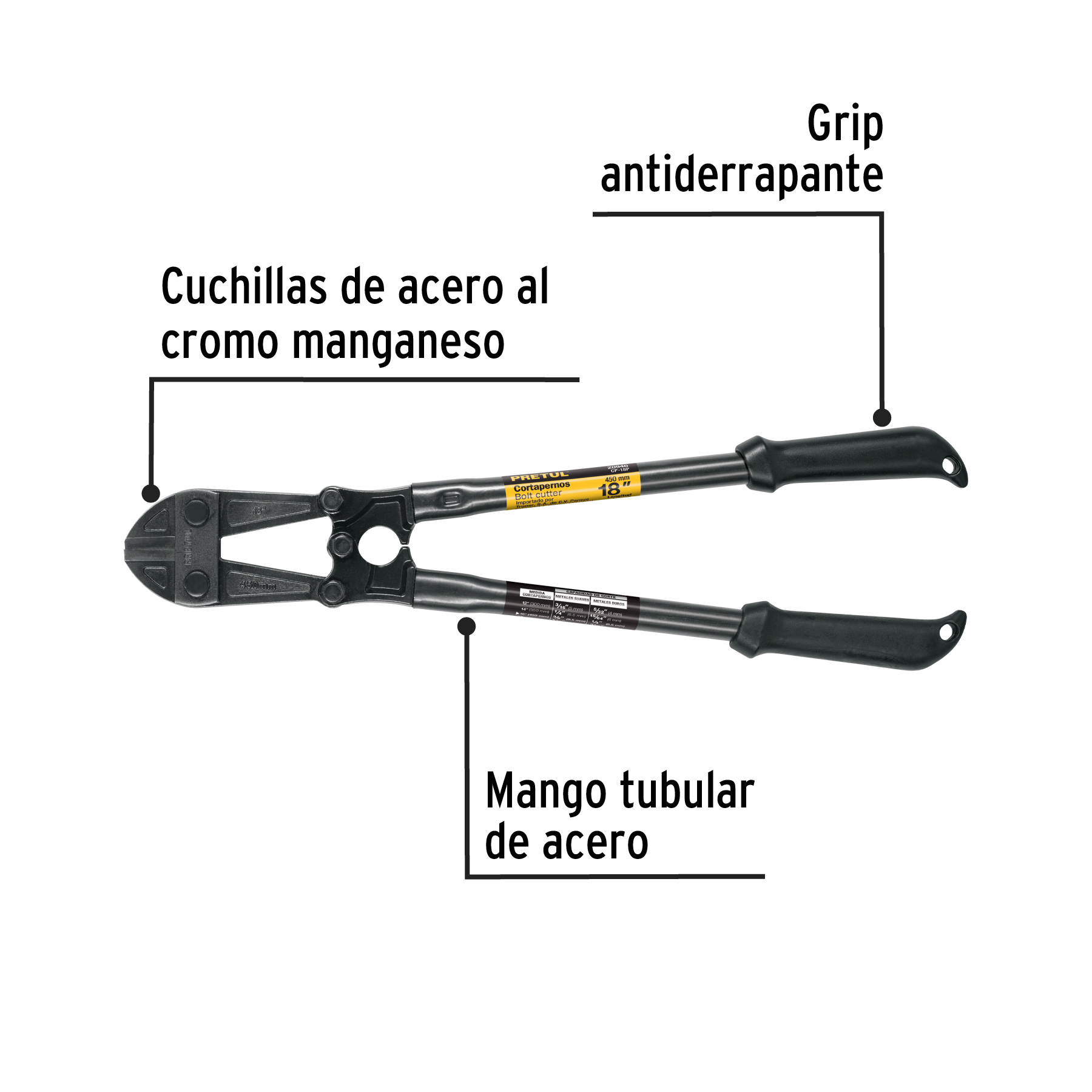 CORTAPERNOS 18"MANGO TUBULAR PRETUL