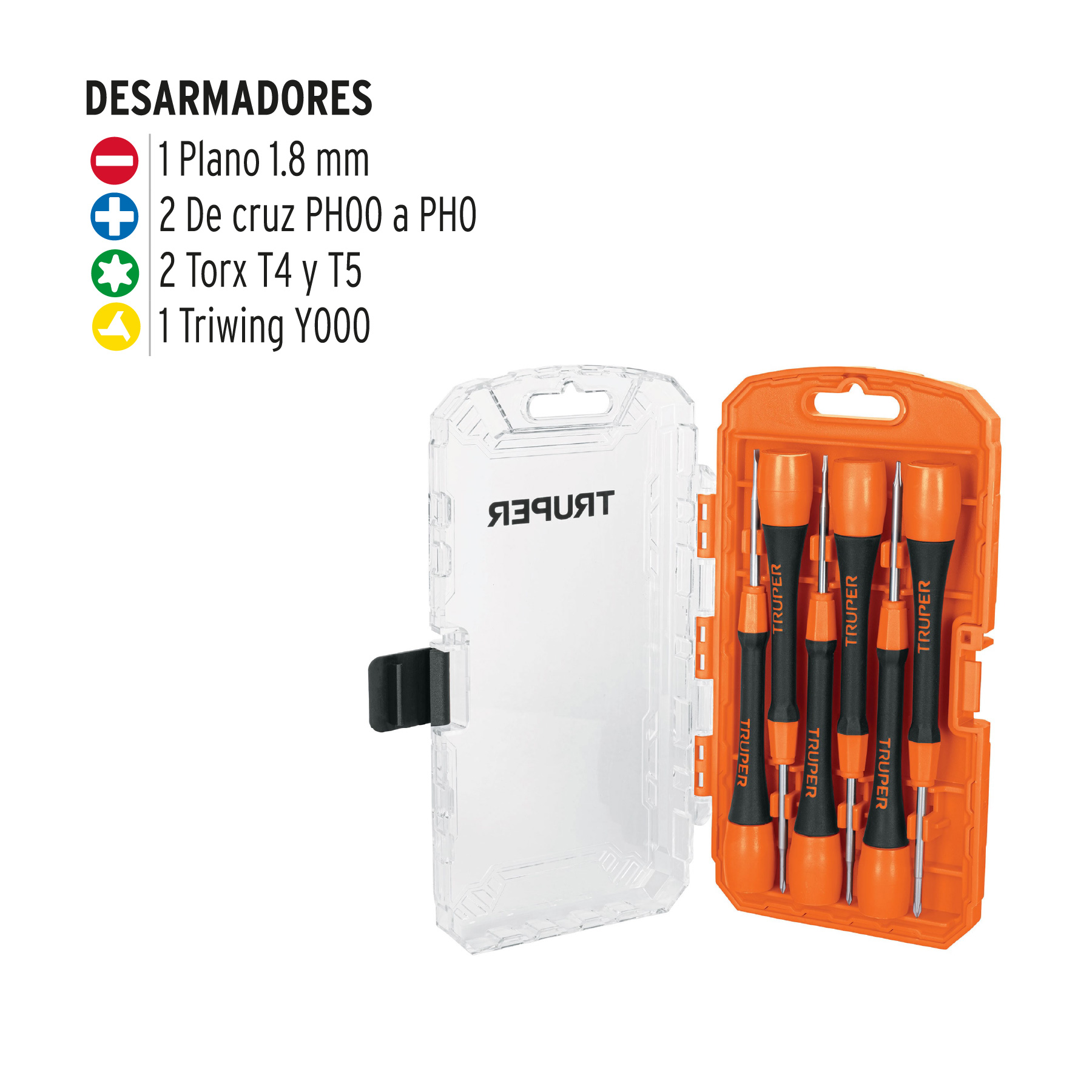 JUEGO CON DESARMADORES DE PRECISION, 6 PIEZAS TRUPER