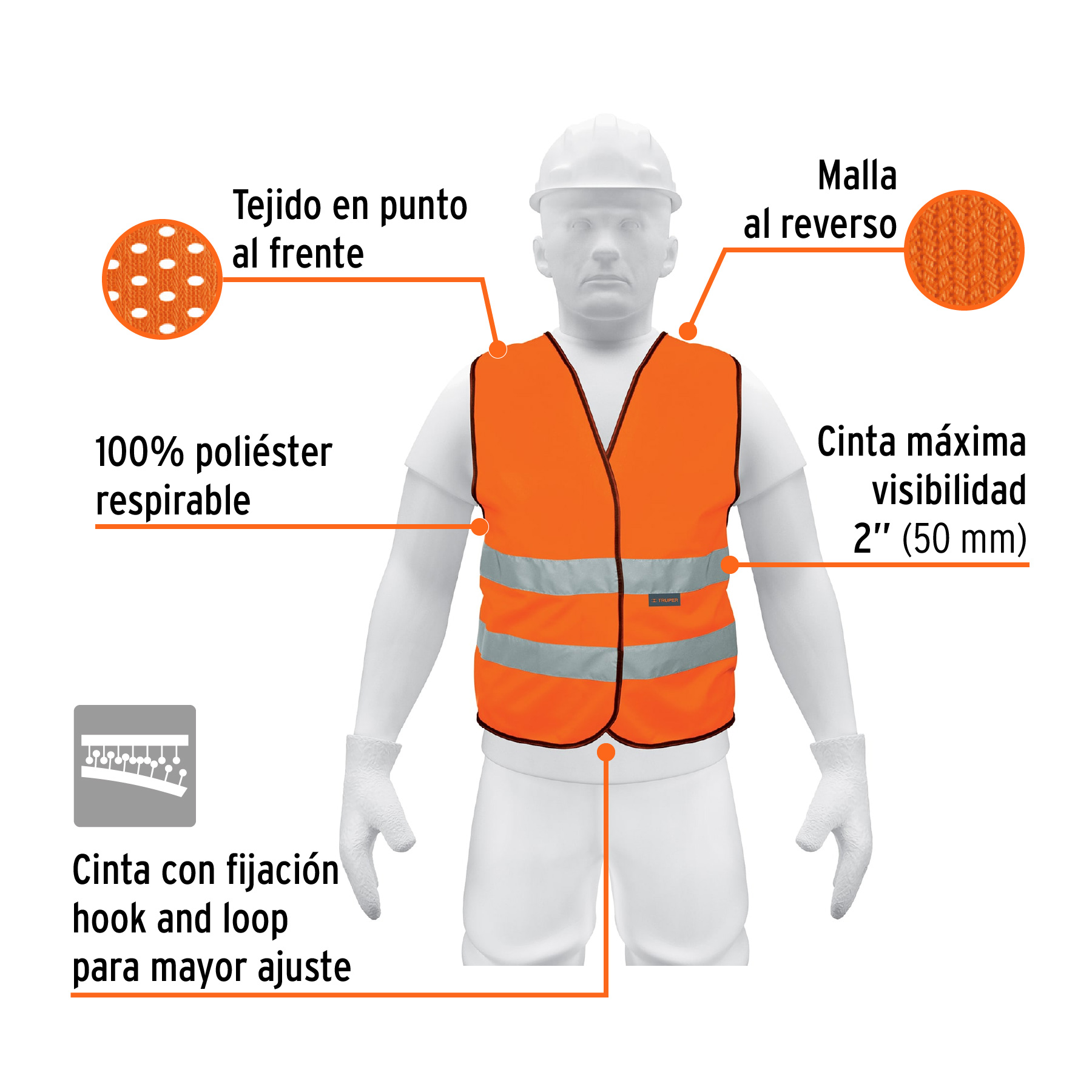 CHALECO DE SEGURIDAD UNITALLA NARANJA TRUPER