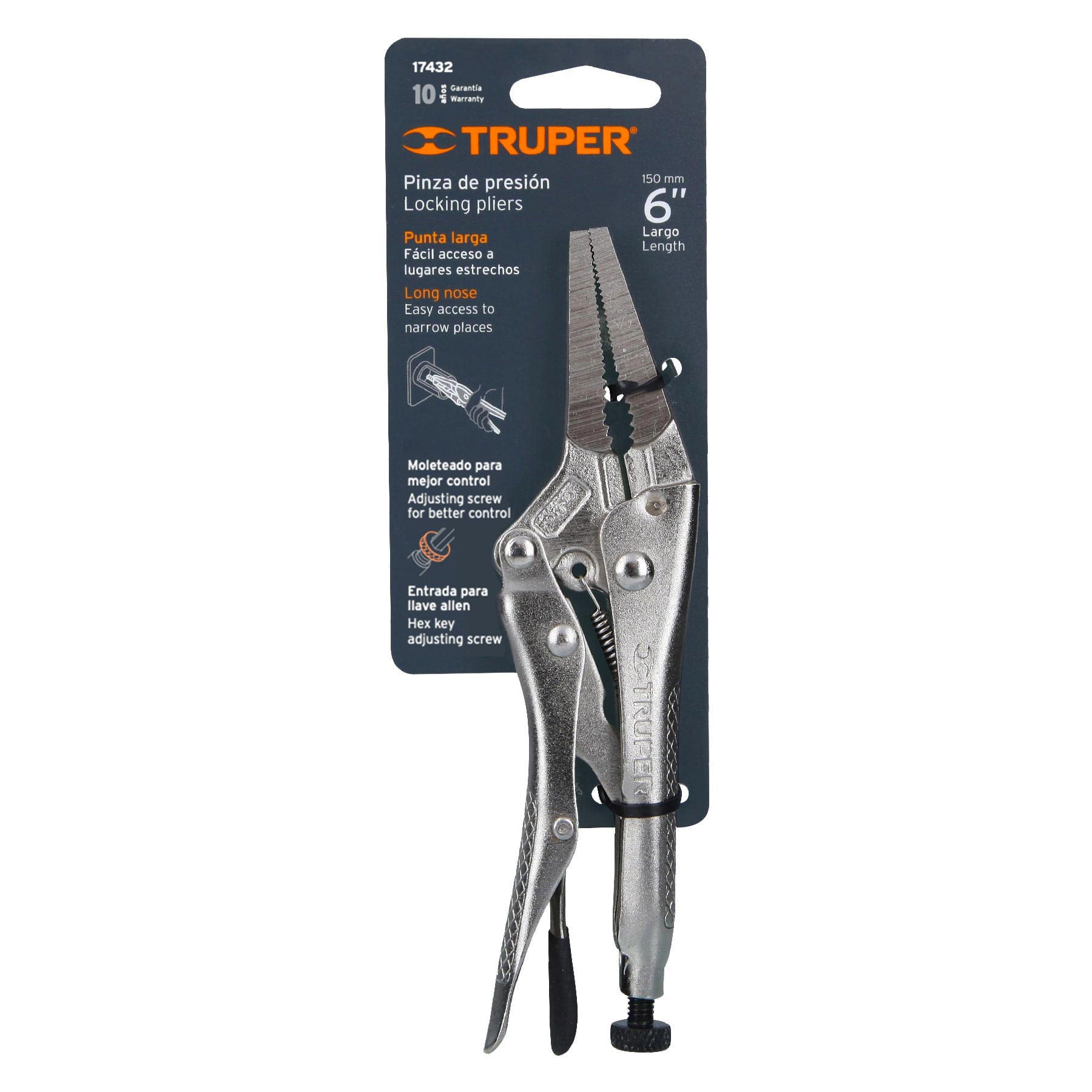 PINZA PRESION PUNTA LARGA 6" TRUPER