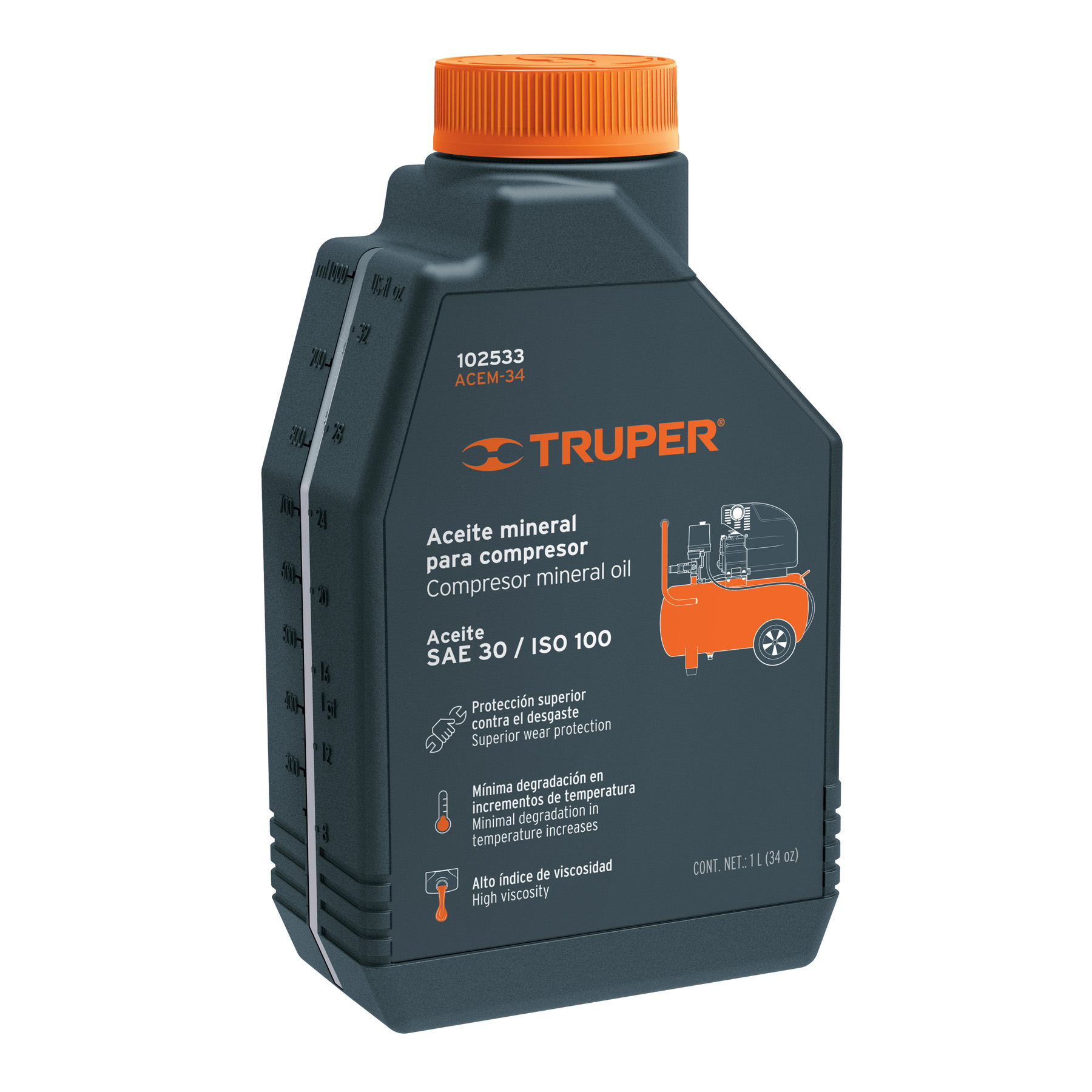 ACEITE MINERALl PARA COMPRESOR 1L 34 0Z TRUPER